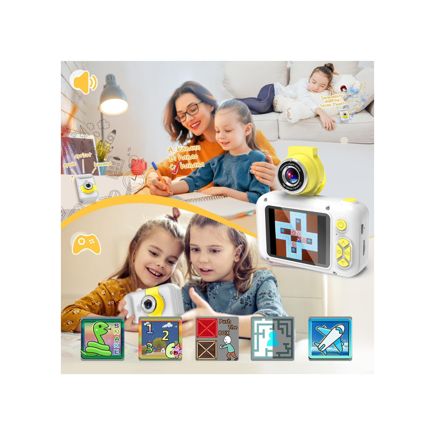 Kid Camera,ARNSSIEN Camera for Kid,2.4in IPS Screen Digital Camera,180°Flip Len Student Camera,Children Selfie Camera with Playback