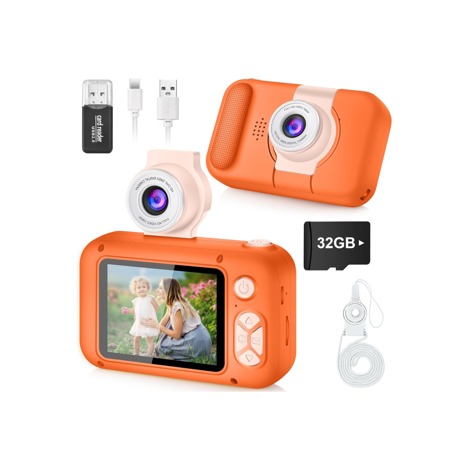 Kid Camera,ARNSSIEN Camera for Kid,2.4in IPS Screen Digital Camera,180°Flip Len Student Camera,Children Selfie Camera with Playback