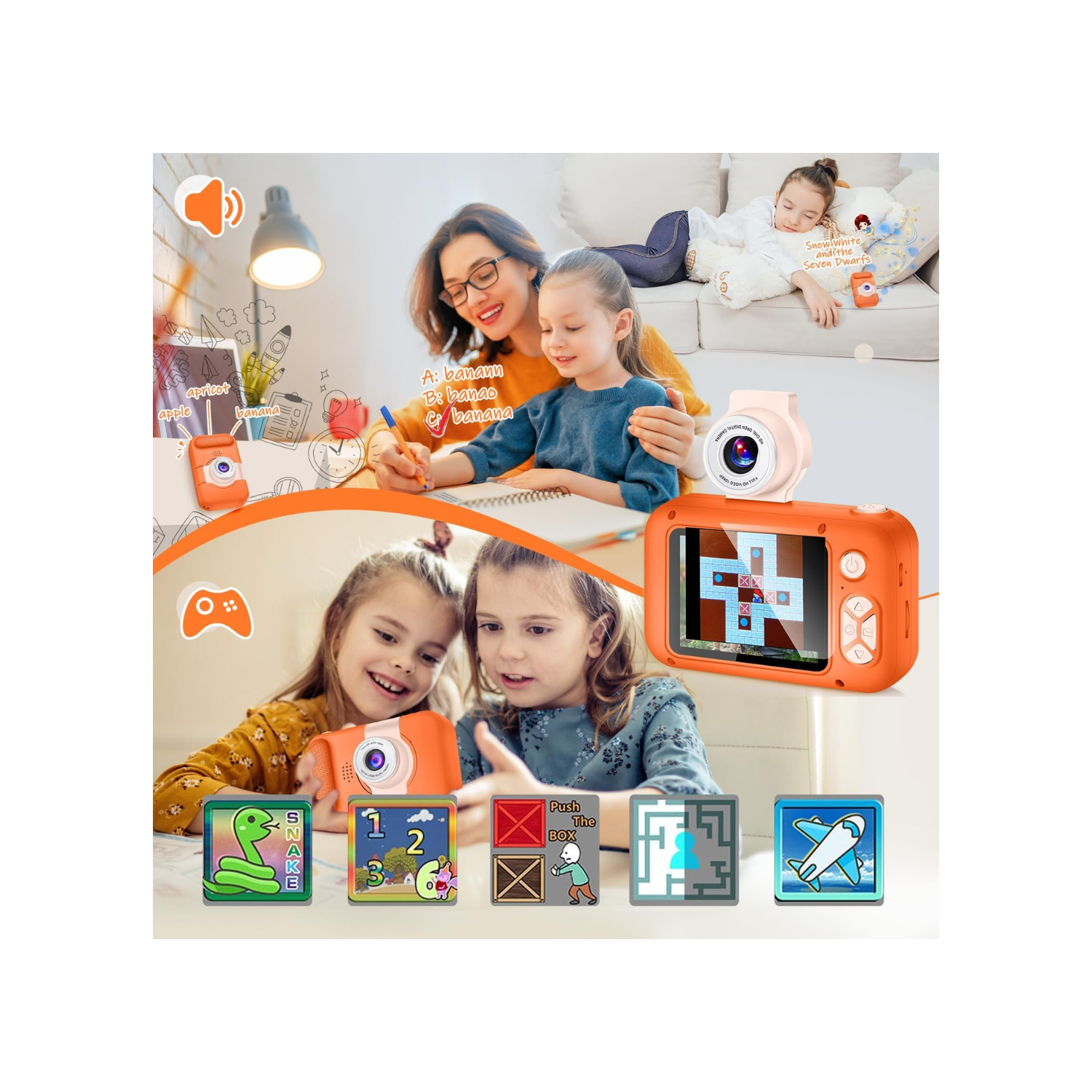 Kid Camera,ARNSSIEN Camera for Kid,2.4in IPS Screen Digital Camera,180°Flip Len Student Camera,Children Selfie Camera with Playback