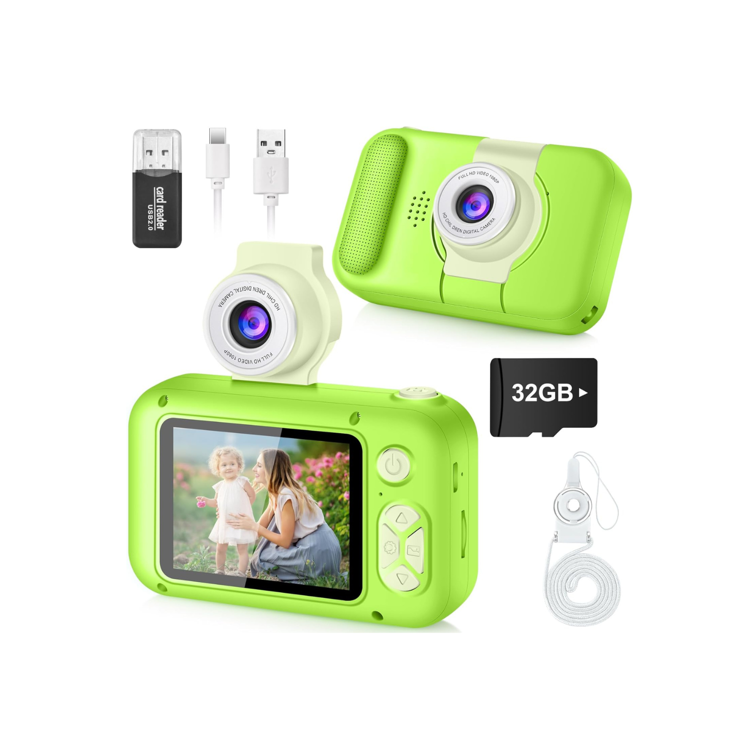 Kid Camera,ARNSSIEN Camera for Kid,2.4in IPS Screen Digital Camera,180°Flip Len Student Camera,Children Selfie Camera with Playback