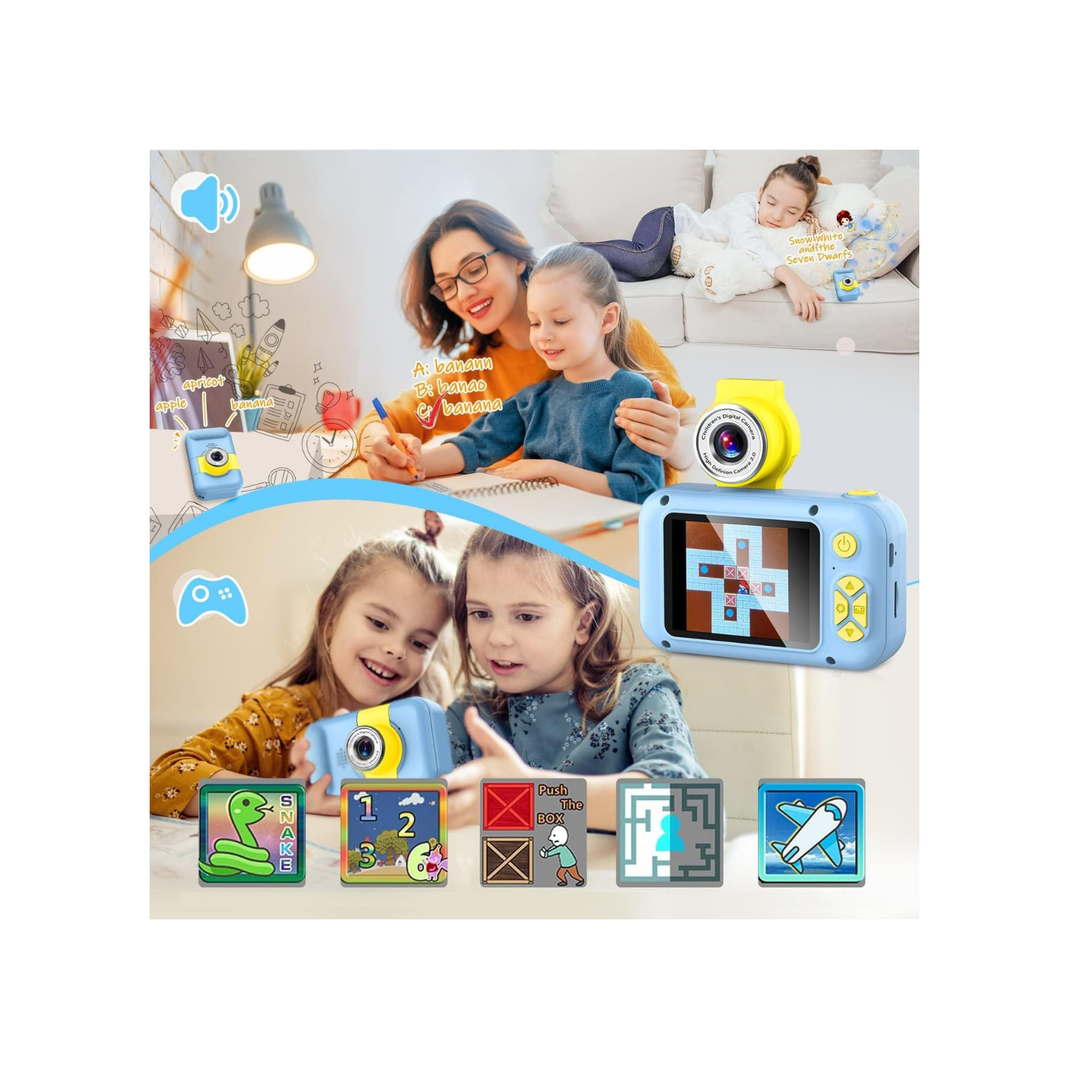 Kid Camera,ARNSSIEN Camera for Kid,2.4in IPS Screen Digital Camera,180°Flip Len Student Camera,Children Selfie Camera with Playback