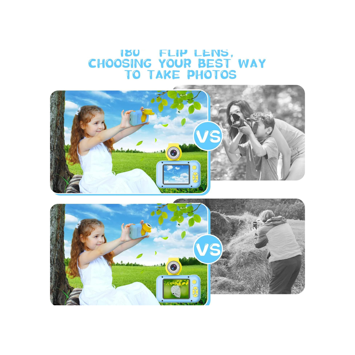 Kid Camera,ARNSSIEN Camera for Kid,2.4in IPS Screen Digital Camera,180°Flip Len Student Camera,Children Selfie Camera with Playback