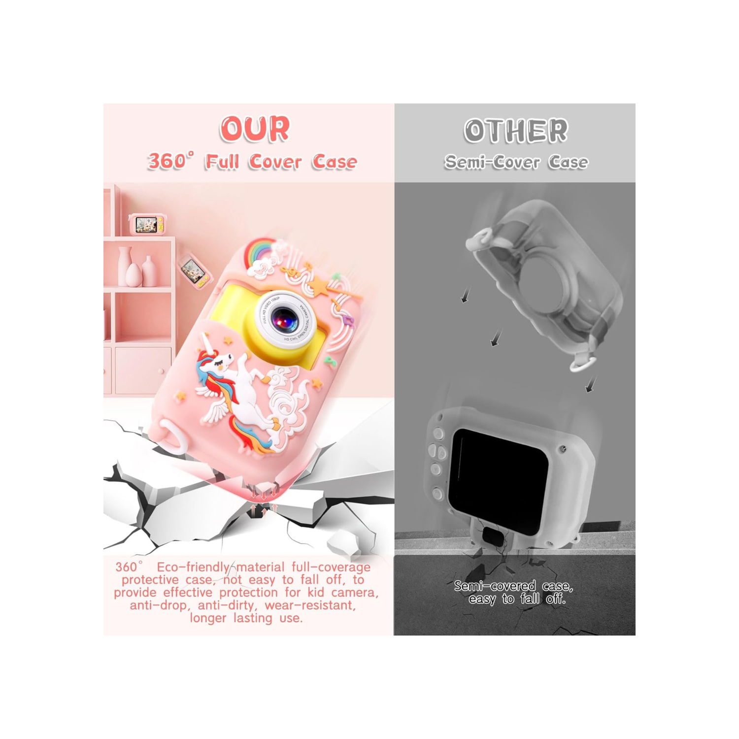 Kid Camera,ARNSSIEN Camera for Kid,2.4in IPS Screen Digital Camera,180°Flip Len Student Camera,Children Selfie Camera with Playback