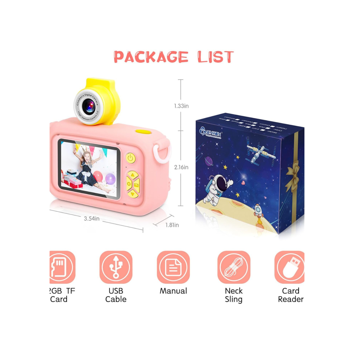 Kid Camera,ARNSSIEN Camera for Kid,2.4in IPS Screen Digital Camera,180°Flip Len Student Camera,Children Selfie Camera with Playback