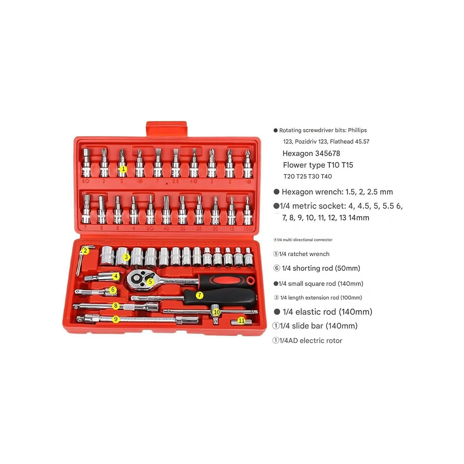 Clés à cliquet minces sans fil, jeu de clés à cliquet minces à main, jeu de clés à cliquet 46 en 1 pour réparations