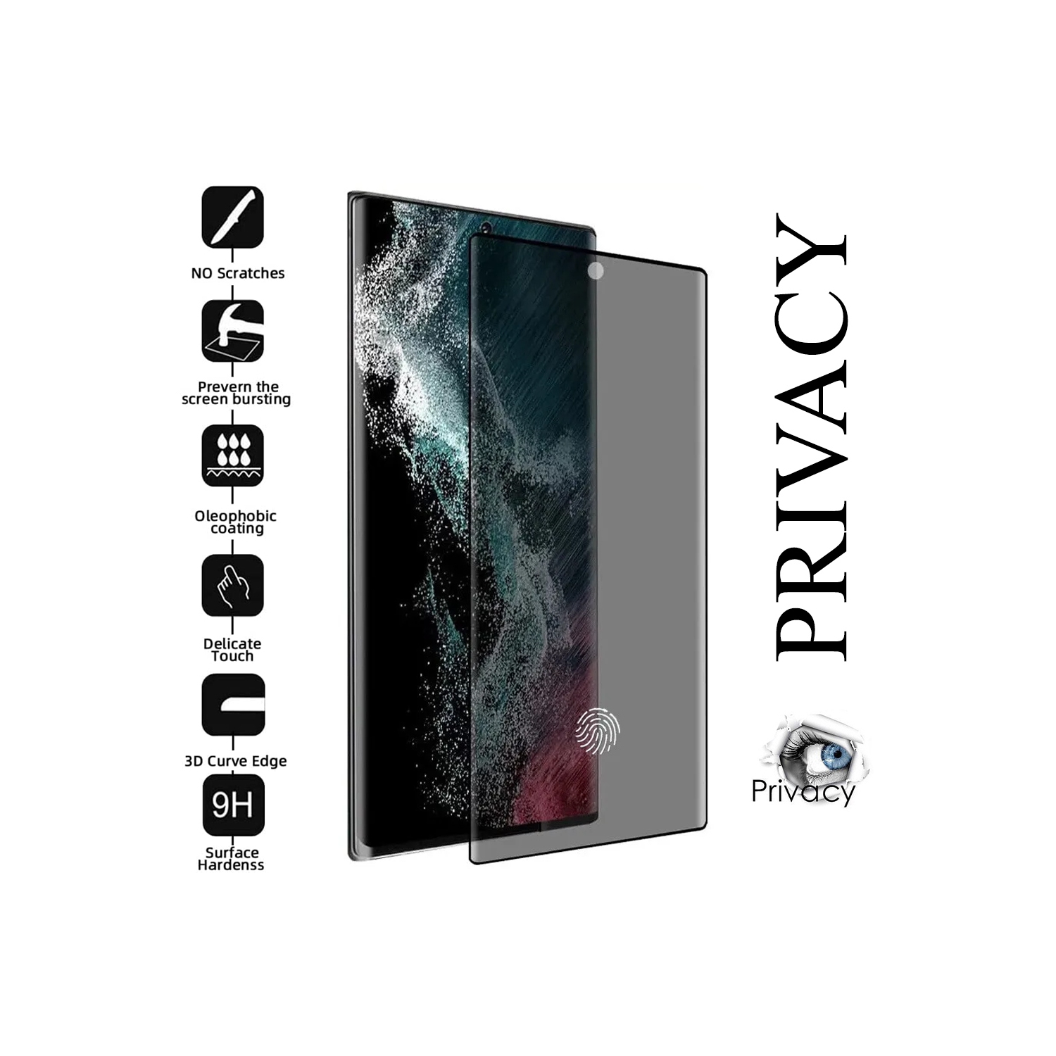 Protecteur d'écran de confidentialité pour Samsung S25 ULTRA, film en verre trempé anti-espion privé 9H