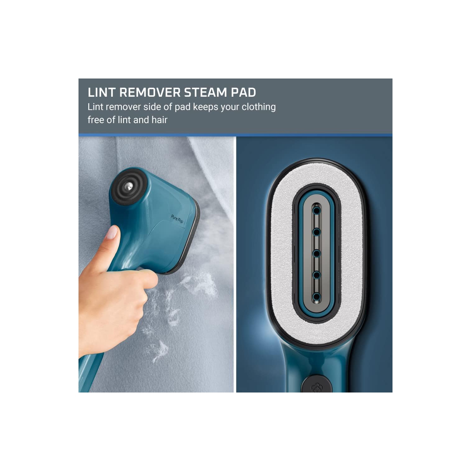 Rowenta Pure Pop Handheld Garment Steamer, 1150W, 2.3 oz Capacity, 15 Sec Heat-up, Portable, Blue