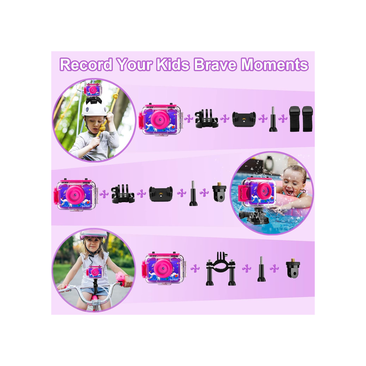 GKTZ Kids Waterproof Camera - Underwater Camera Birthday Gifts for Girls Boys Children Digital Action Camera with 32GB SD Card, Pool Toys for Kids