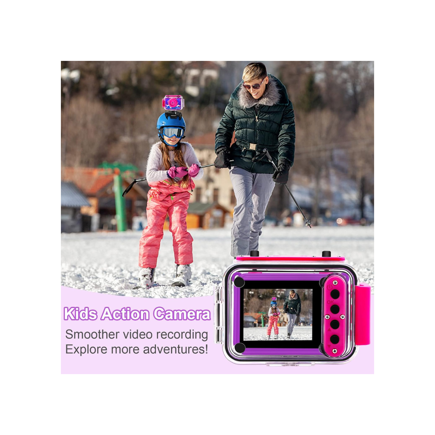 GKTZ Kids Waterproof Camera - Underwater Camera Birthday Gifts for Girls Boys Children Digital Action Camera with 32GB SD Card, Pool Toys for Kids