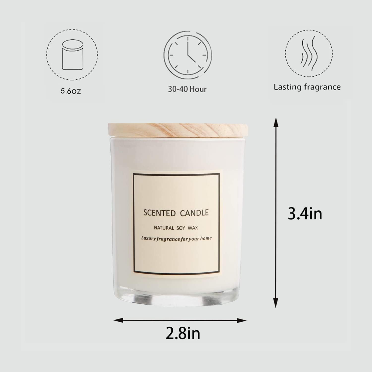 Gifts for Women Men-Scented Candles 100% Pure Natural Soybean Wax with Plant Essential Oils, Perfect for Bath, Yoga, Christmas, Birthday, Mother's Day