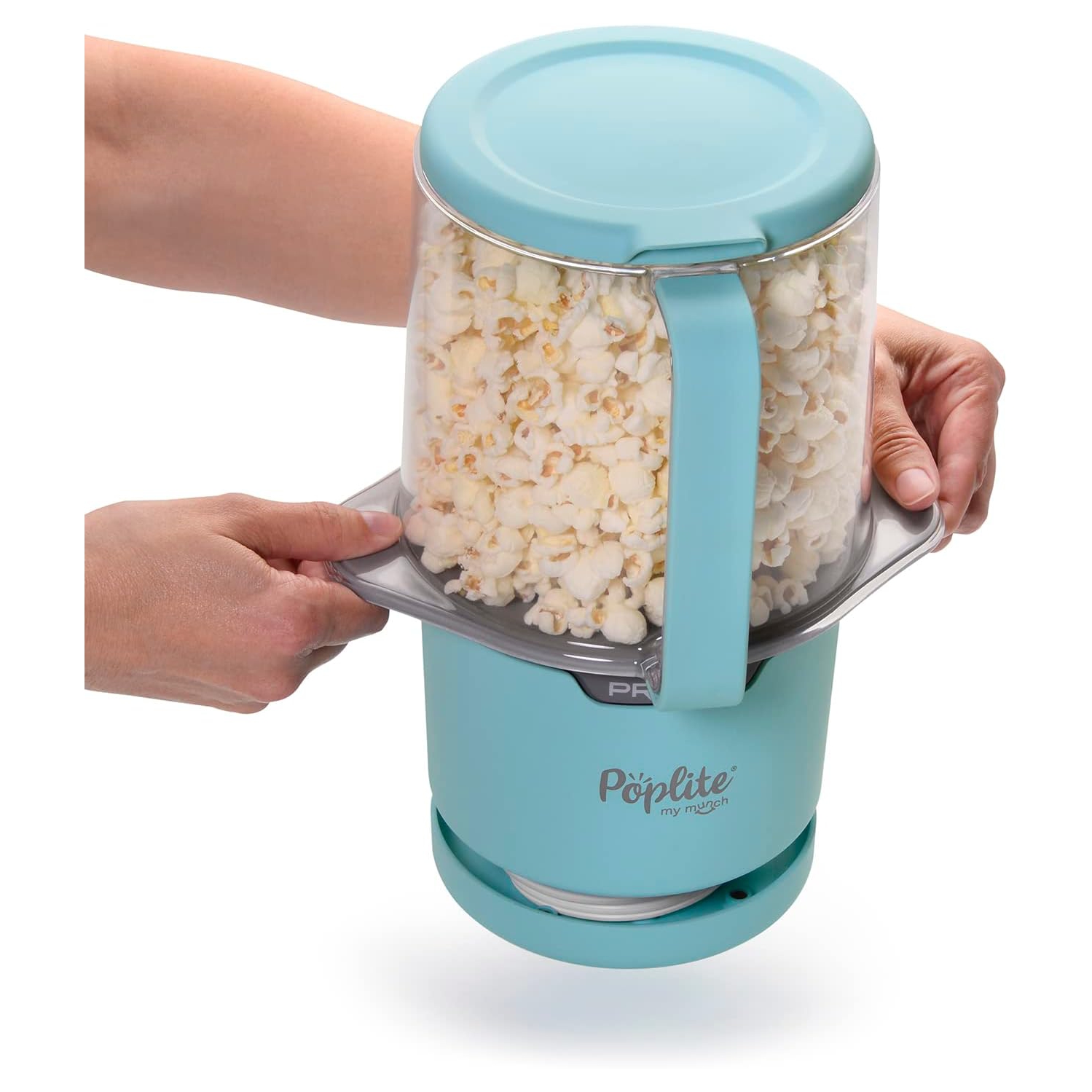 Presto 04811 PopLite My Munch Hot Air Popcorn Popper - Personal Size, 8 Cups, Built-In Serving Bowl, Blue