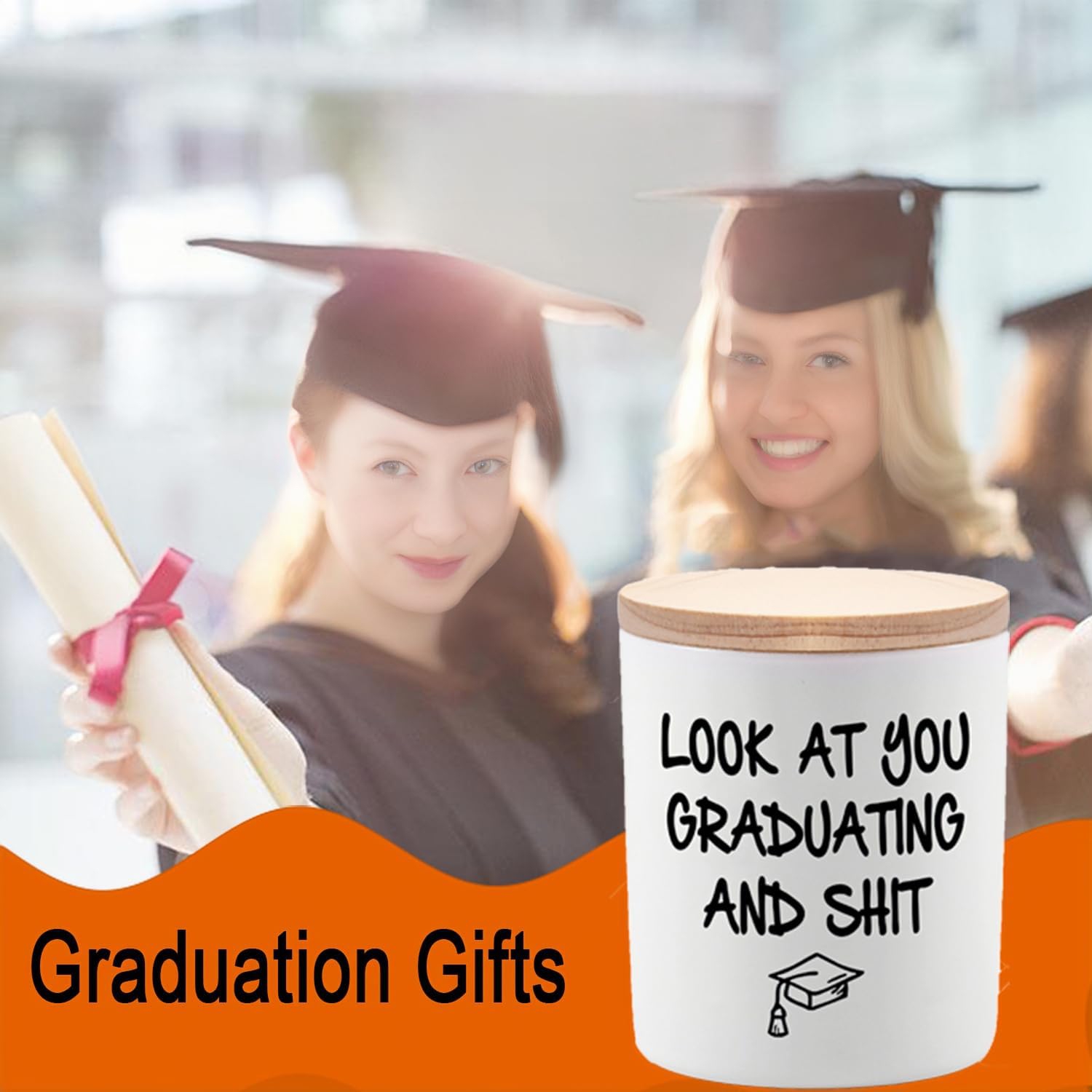 Graduation Candle Gifts for Her Him 2025 Cool Funny Masters Degree College High School Graduation Gifts for Women Men Look at You Graduating and Sh T