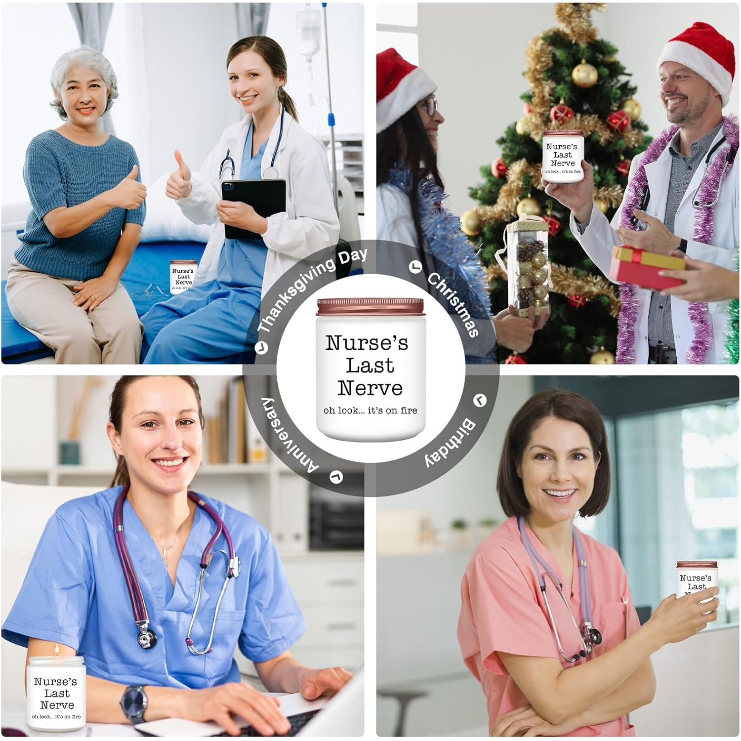 Homsolver Nurse Gifts for Women, Unique Birthday Christmas Graduation Thanksgiving Nurse Day Gift for Head Nurses, Nurse's Last Nerve Scented Candles