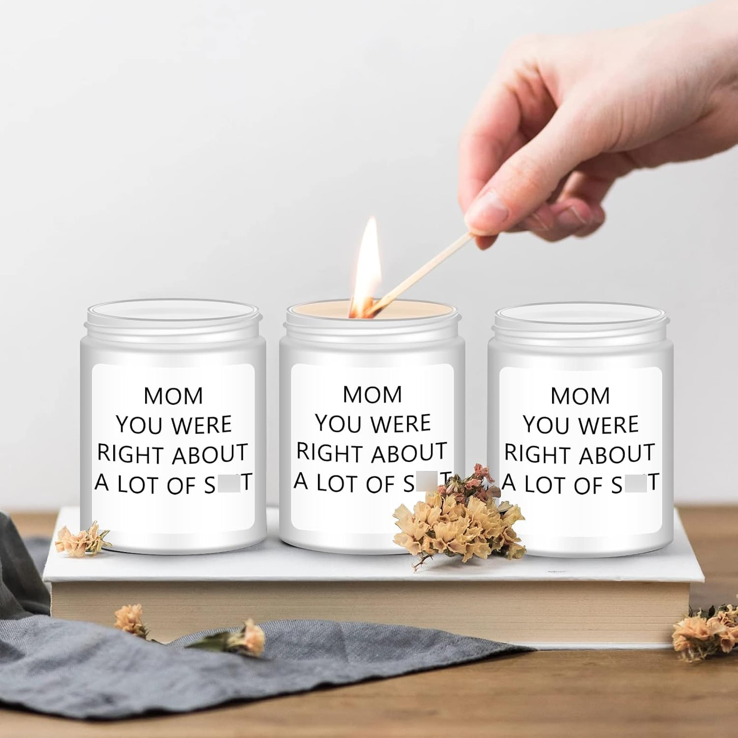 Homsolver Birthday Gifts for Mom from Daughter Son, Christmas Mothers Day Birthday Thanksgiving White Candle for Stepmother Adoptive Mother, Scented