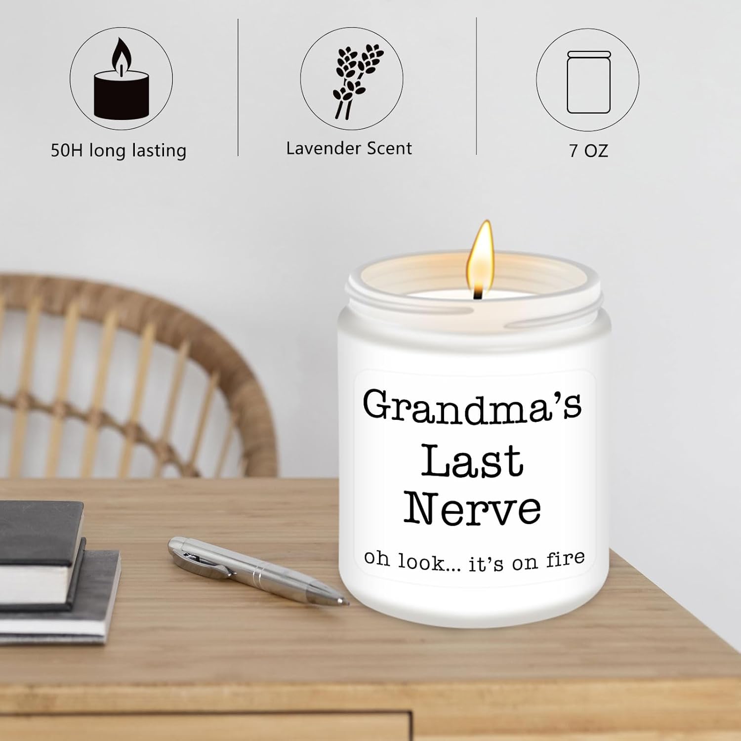 Homsolver Gifts for Grandma from Granddaughter Grandson, Christmas, Birthday, Mother and Grandparents Day, Lavender Scented Candles, Grandma’s Last