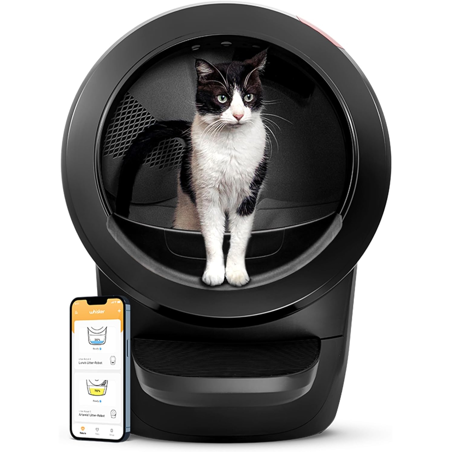 Litter-Robot 4 by Whisker, Black - Automatic, Self-Cleaning Litter Box, Includes 1 Year of WhiskerCare