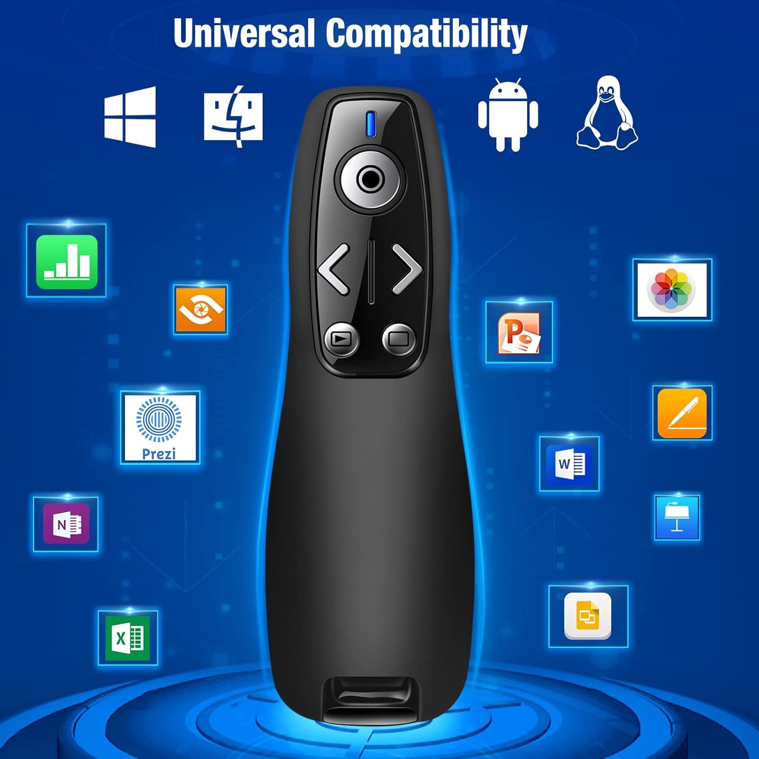 ELISWEEN 2-in-1 USB Type C Presenter Remote with Volume Control for PowerPoint, Mac, Computer, Laptop