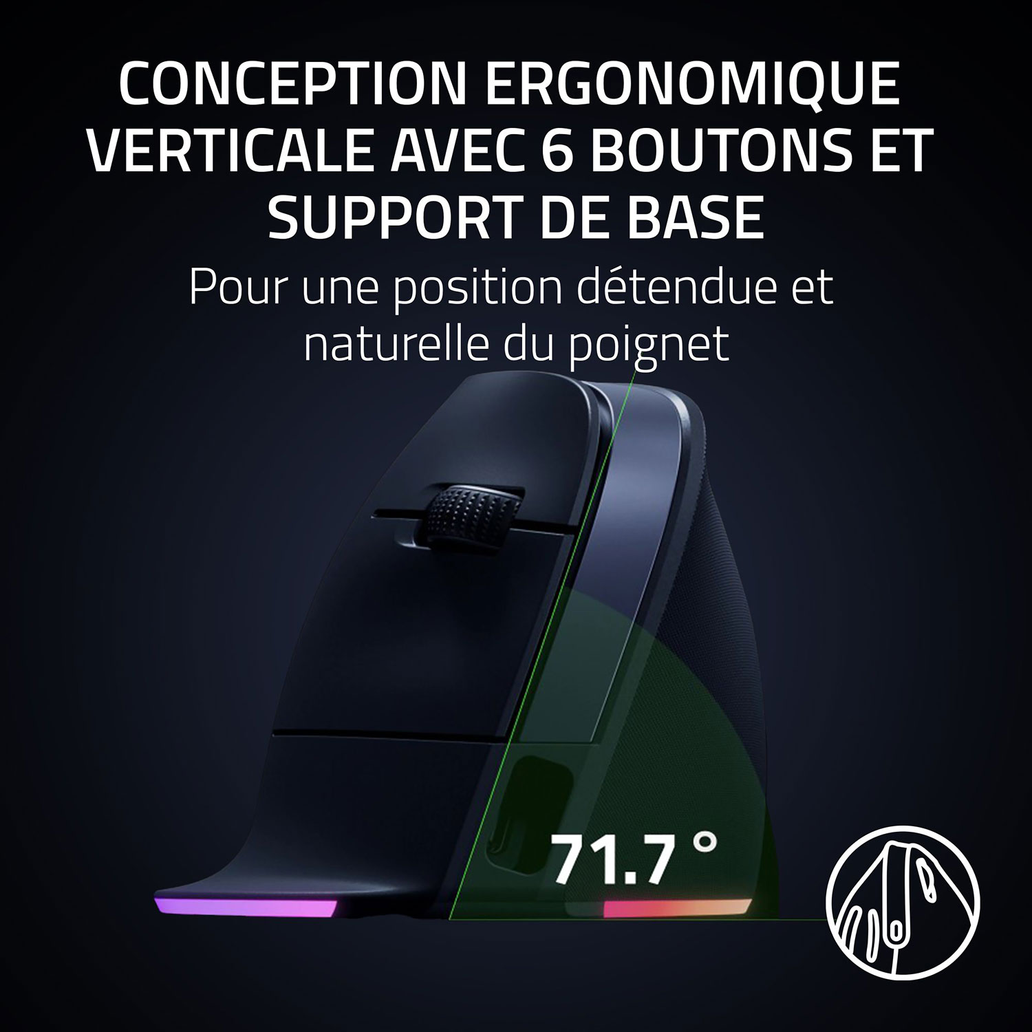 Souris de jeu sans fil ergonomique Pro Click V2 de Razer