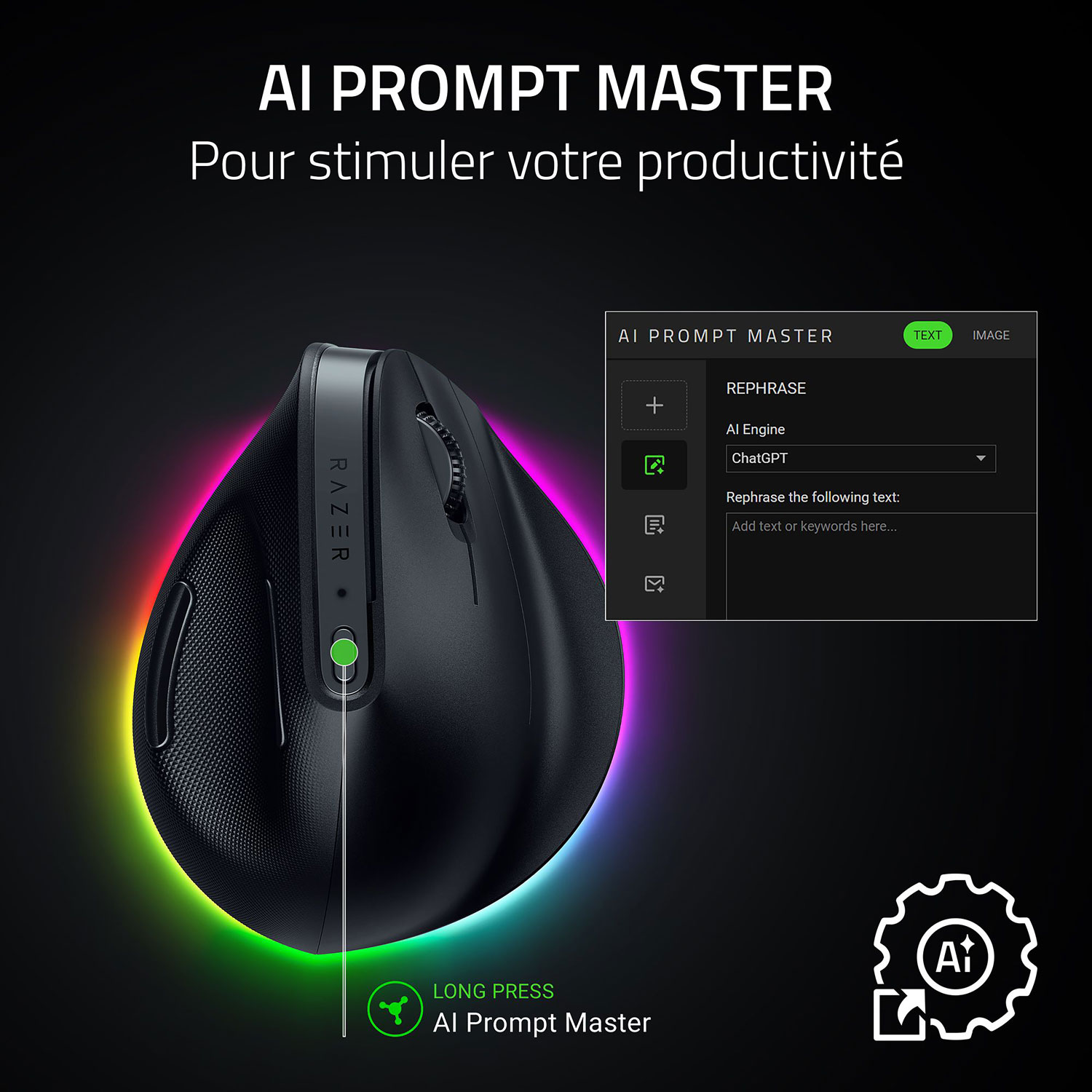 Souris de jeu sans fil ergonomique Pro Click V2 de Razer