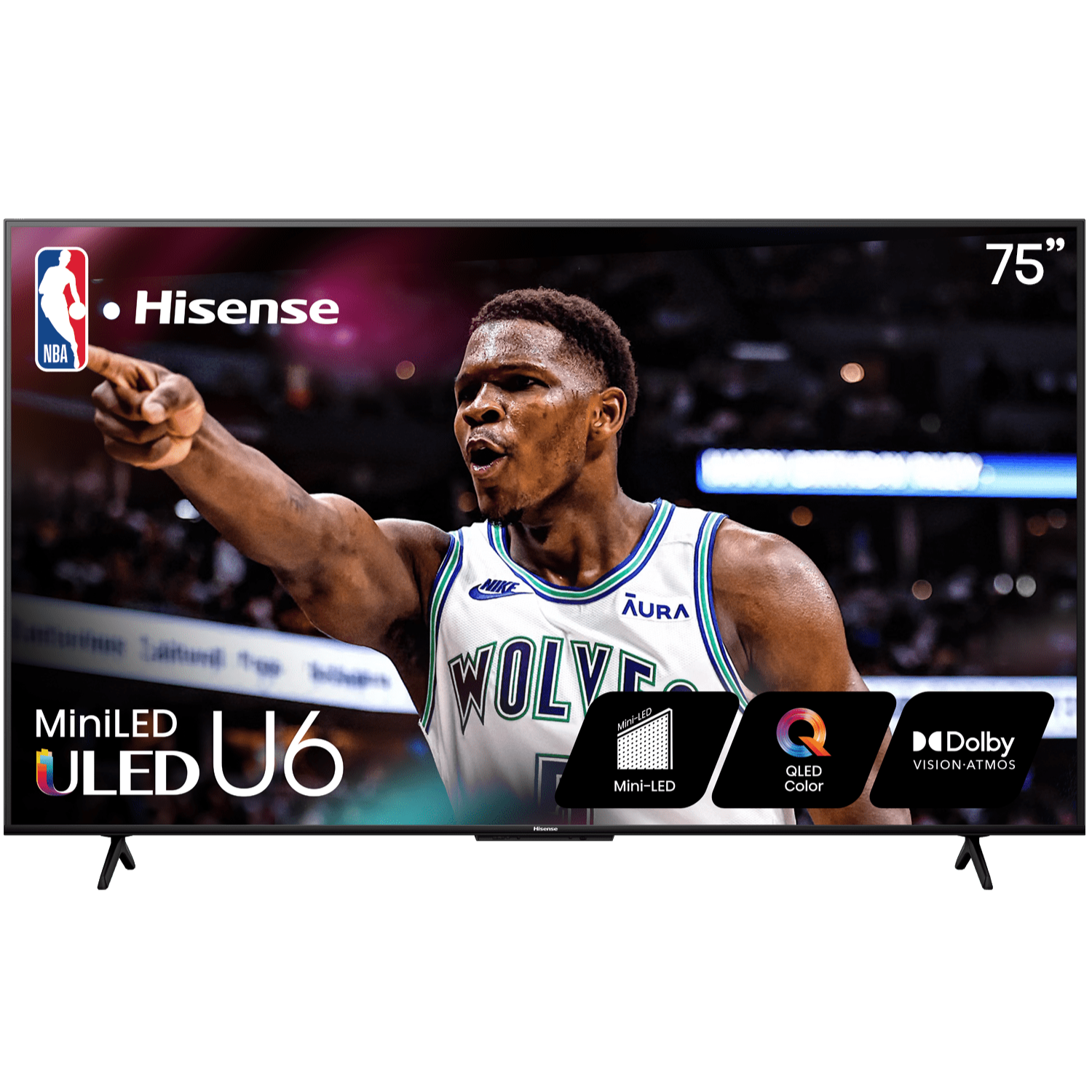 Refurbished(Good) - Hisense 75-Inch U6 Series Mini-LED ULED 4K UHD Google Smart TV (75U6N)