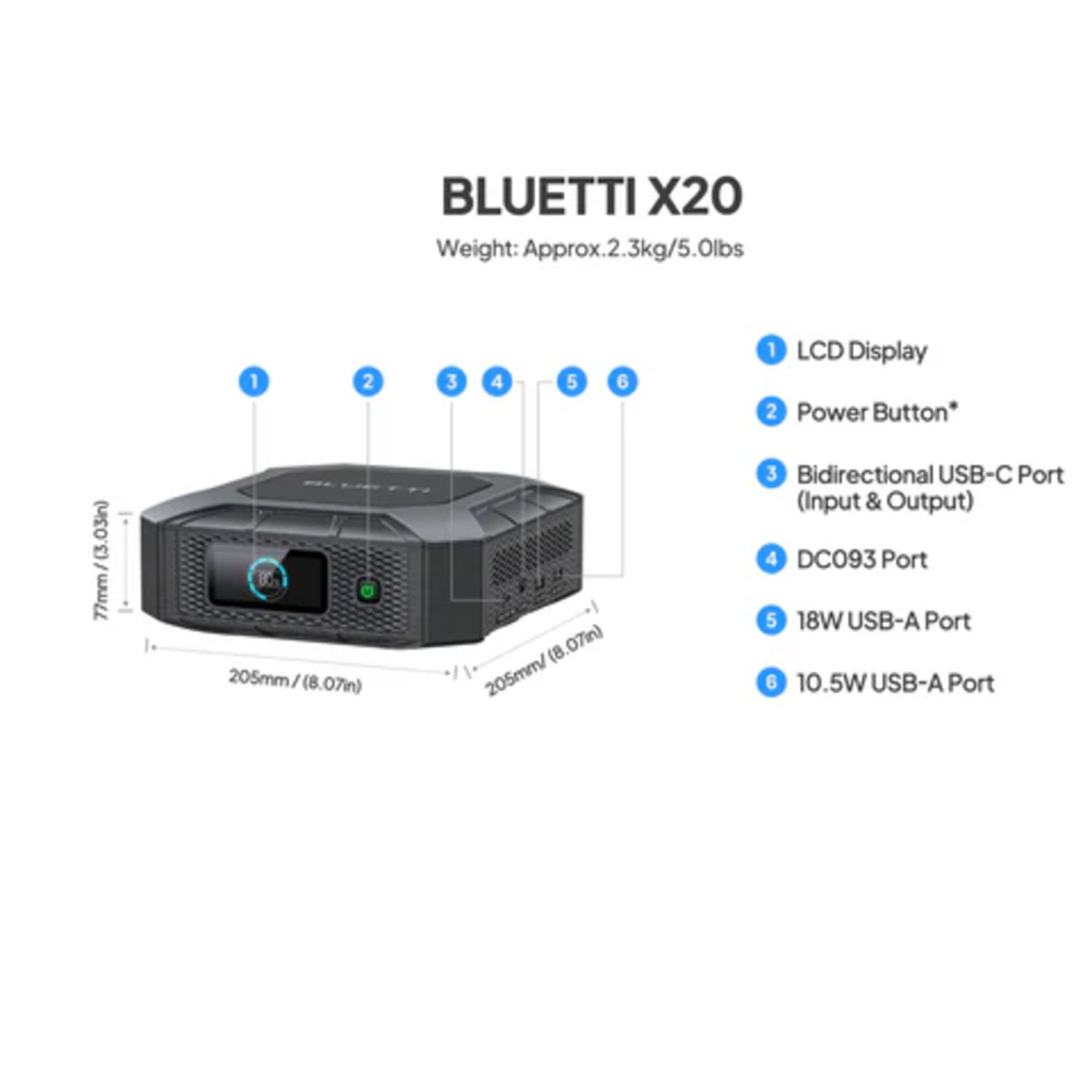 Station d'alimentation portative X20 de BLUETTI - 153,6 Wh