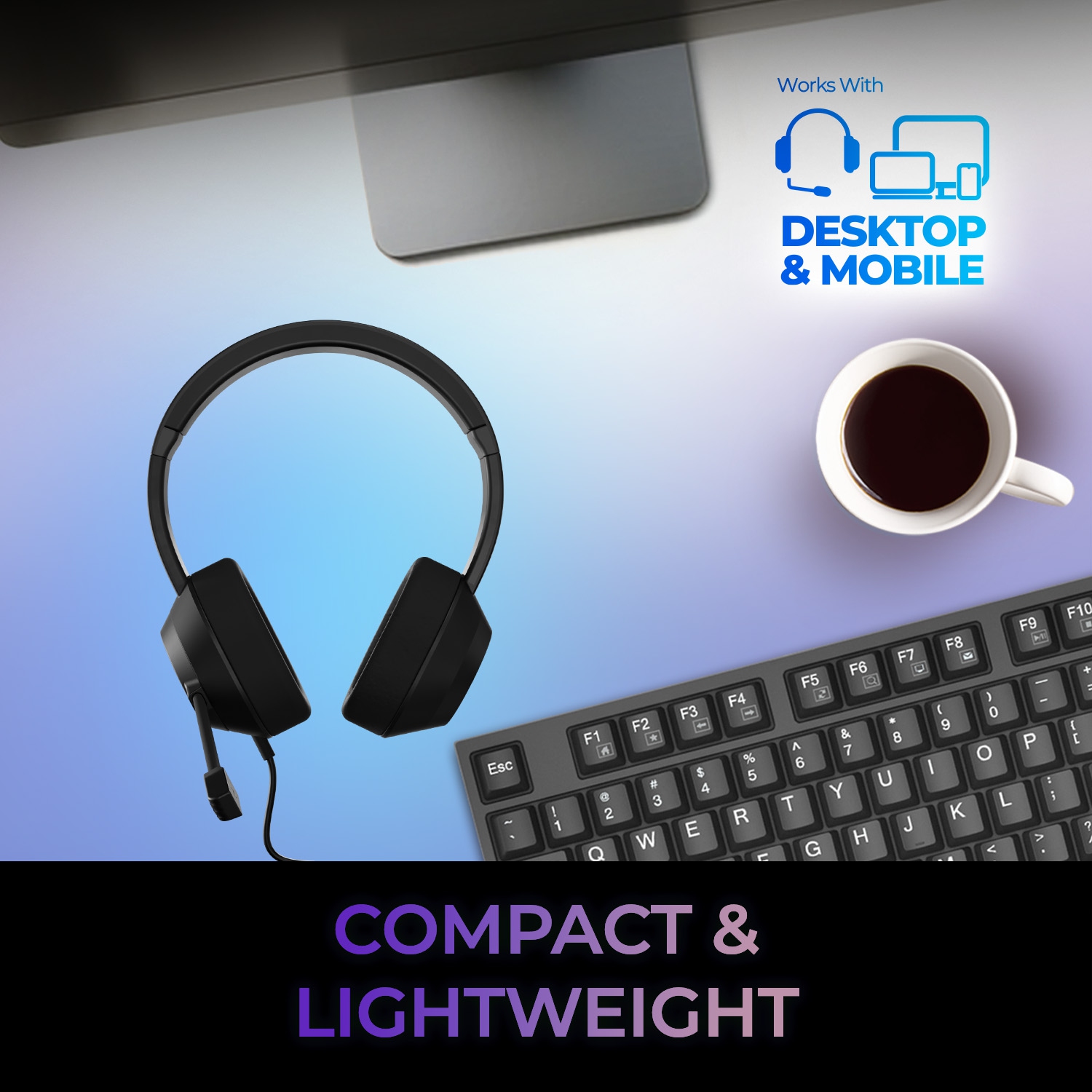 Adesso Xtream P7 USB-C Headset with Copilot Shortcut, Noise Cancellation Microphone