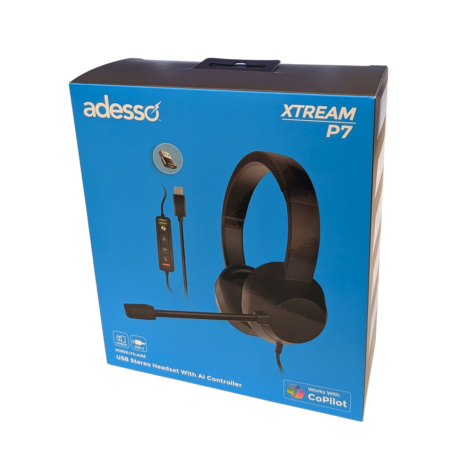 Adesso Xtream P7 USB-C Headset with Copilot Shortcut, Noise Cancellation Microphone