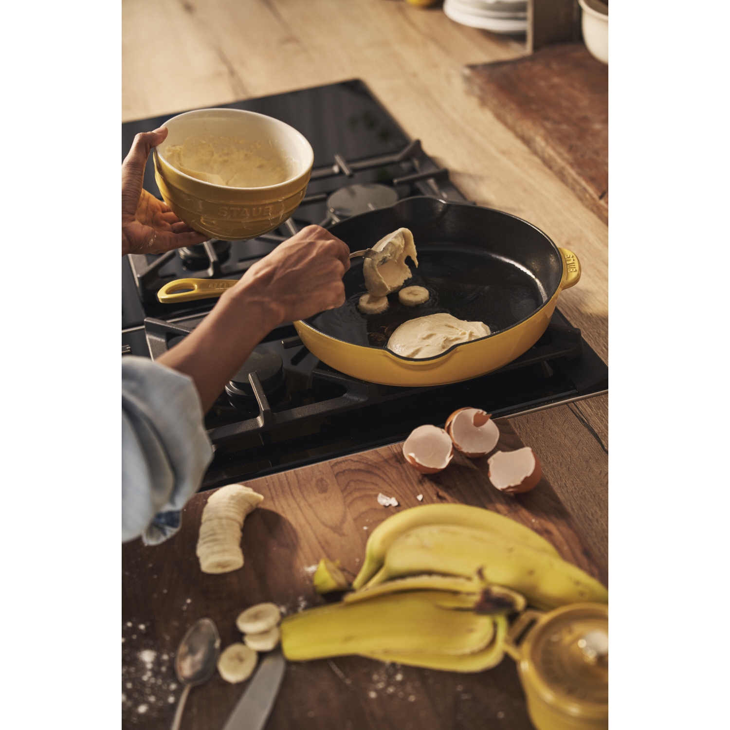 STAUB Pans 22 cm / 8.5 inch Cast Iron Traditional Deep Frypan, Citron