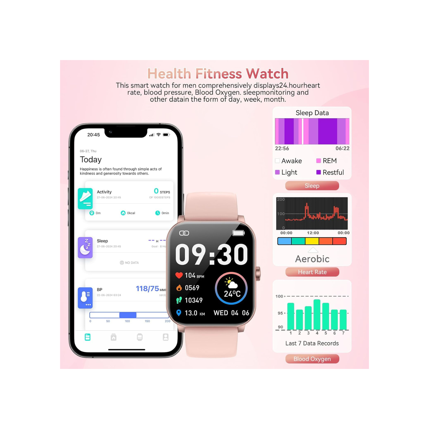 Smart Watch for Men Women with Bluetooth Call 1.85" HD Touch Screen Fitness Tracker, 120+ Sports Modes, IP68 Waterproof Fitness Watch, Heart