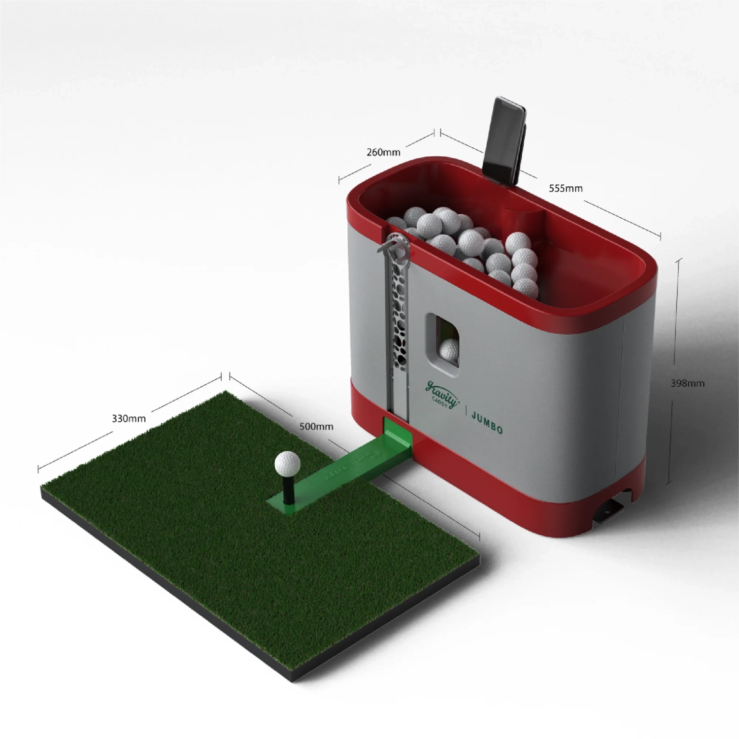 Gravity Caddy Jumbo - Automatic Golf Ball Dispenser for Indoor & Outdoor Use; No Pedal, No Electricity Or Battery Needed; Compatible with Simulators