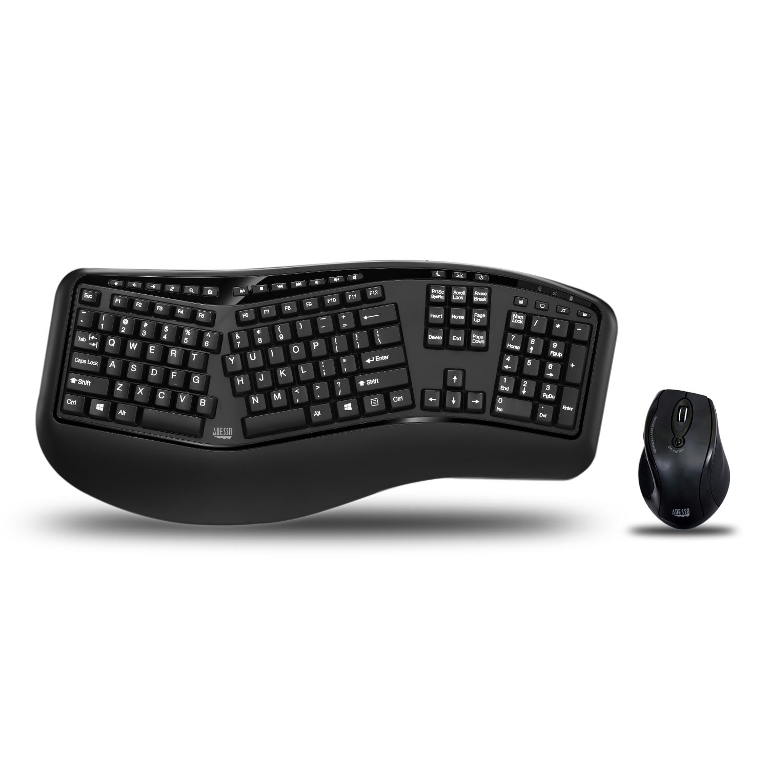 Adesso Canadian French/English Wireless Ergonomic Keyboard and Laser Mouse Combo