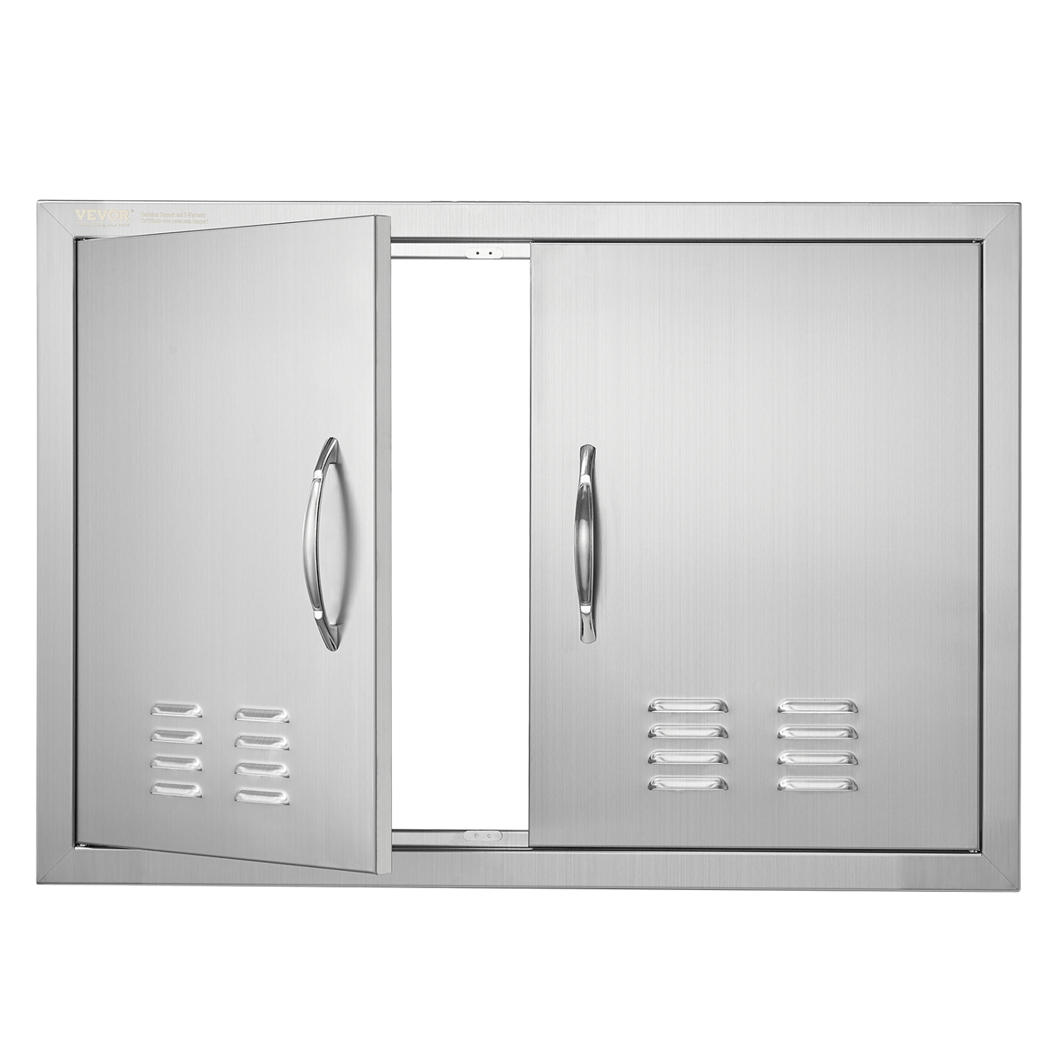 VEVOR 30W x 21H Inch BBQ Access Door, Double Outdoor Kitchen Door, Stainless Steel Flush Mount Door, Wall Vertical Door with Handles and Vents, for