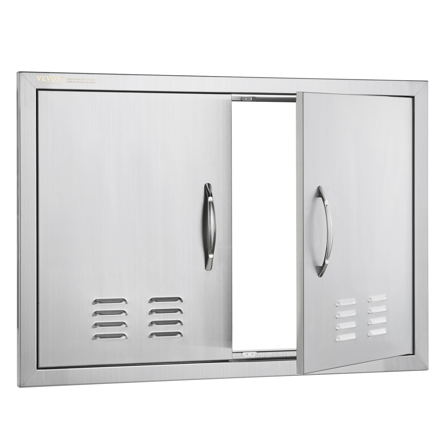 VEVOR 30W x 21H Inch BBQ Access Door, Double Outdoor Kitchen Door, Stainless Steel Flush Mount Door, Wall Vertical Door with Handles and Vents, for