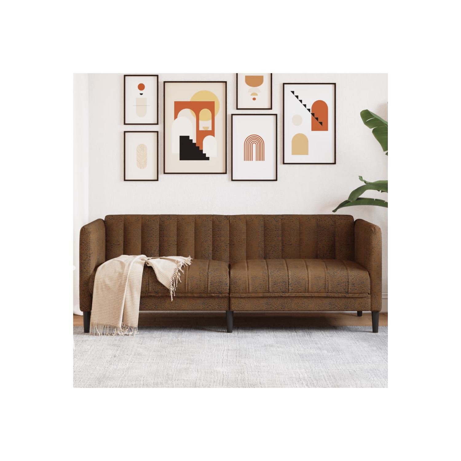 Canapé vidaXL 2 places en similicuir de suède brun