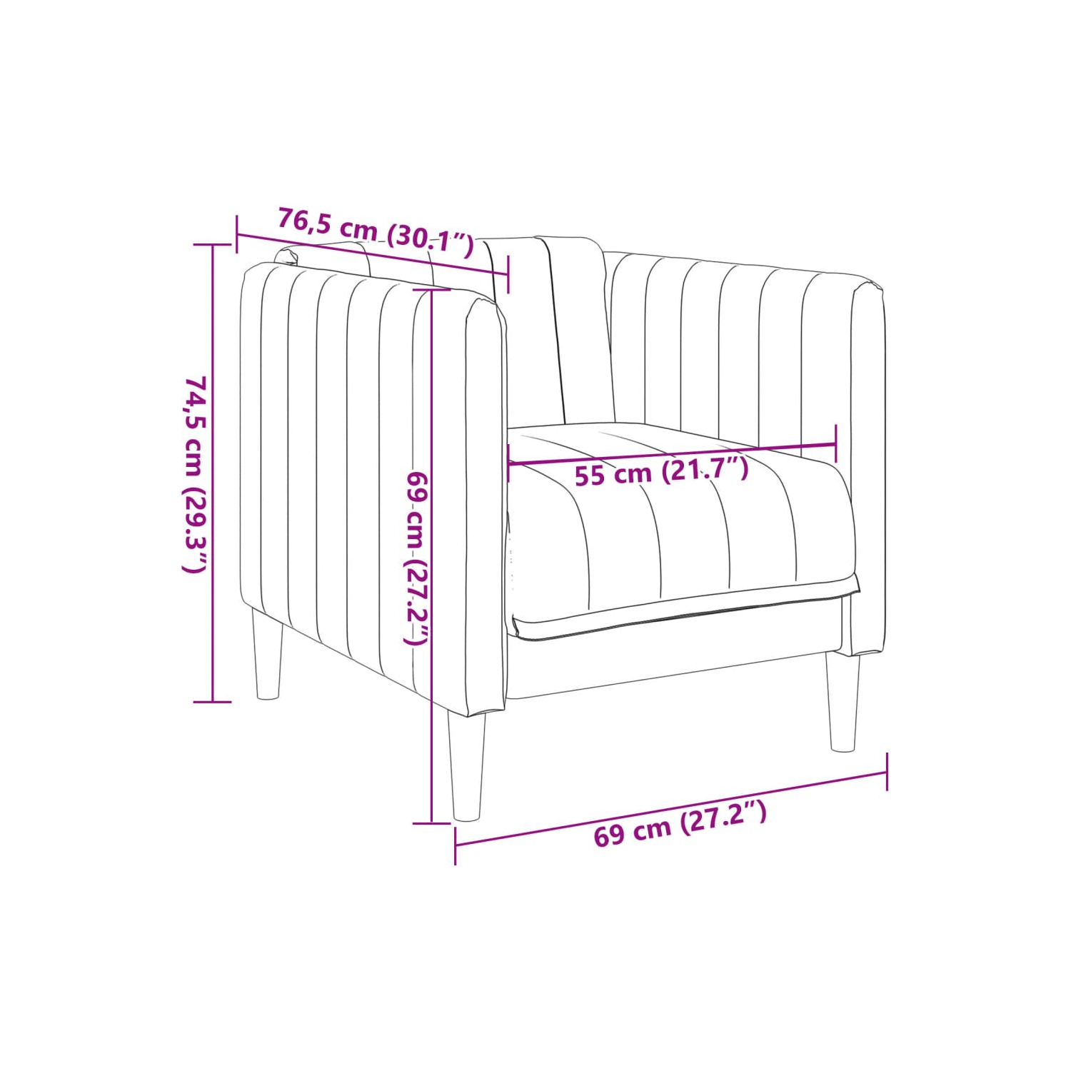 Fauteuil de canapé vidaXL en similicuir de suède brun