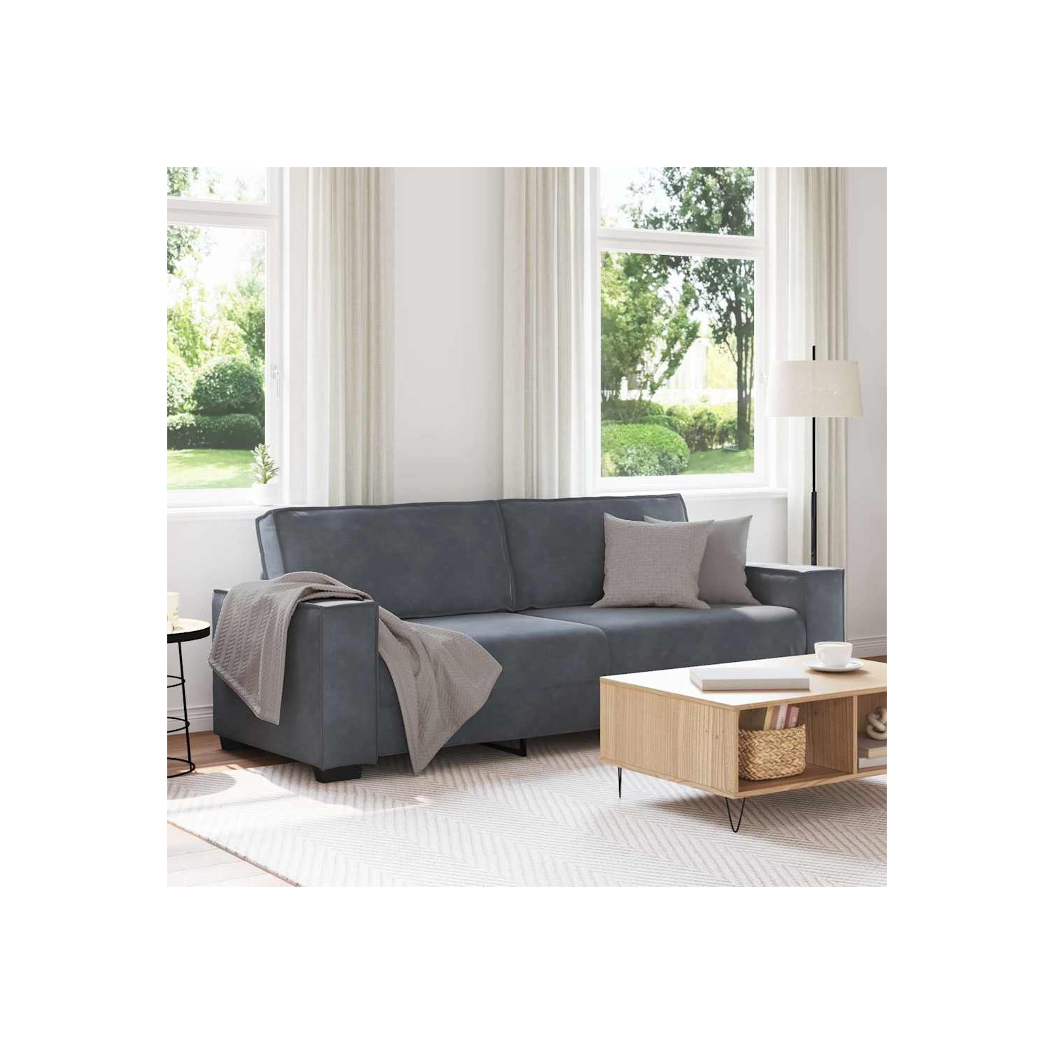 Canapé 3 places en velours 180&nbsp;cm gris foncé vidaXL