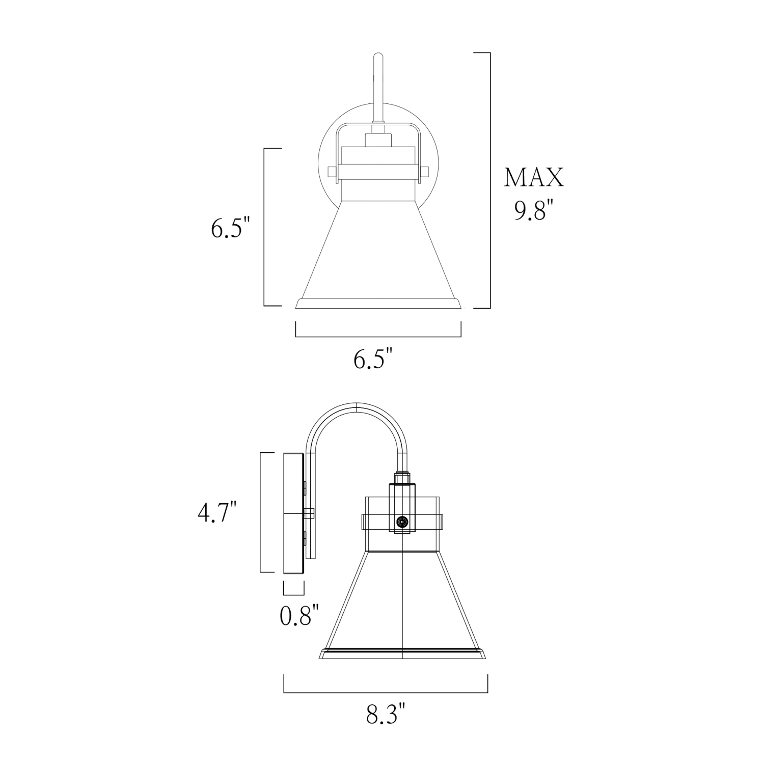 Uolfin 6.5-in W 1-Light Modern Matte Black and Brass Gold with Traditional Clear Glass Shade with Wall Sconce