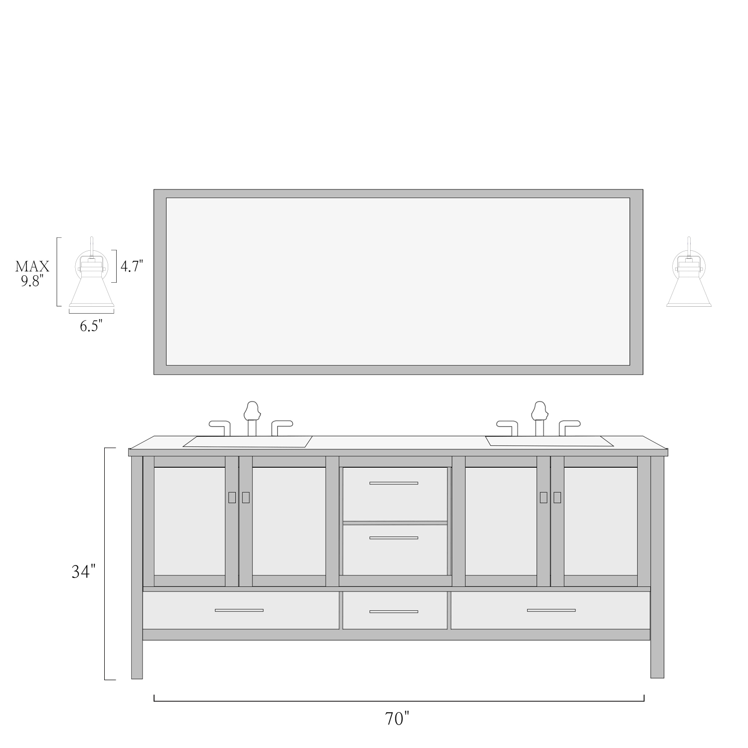 Uolfin 6.5-in W 1-Light Modern Matte Black and Brass Gold with Traditional Clear Glass Shade with Wall Sconce