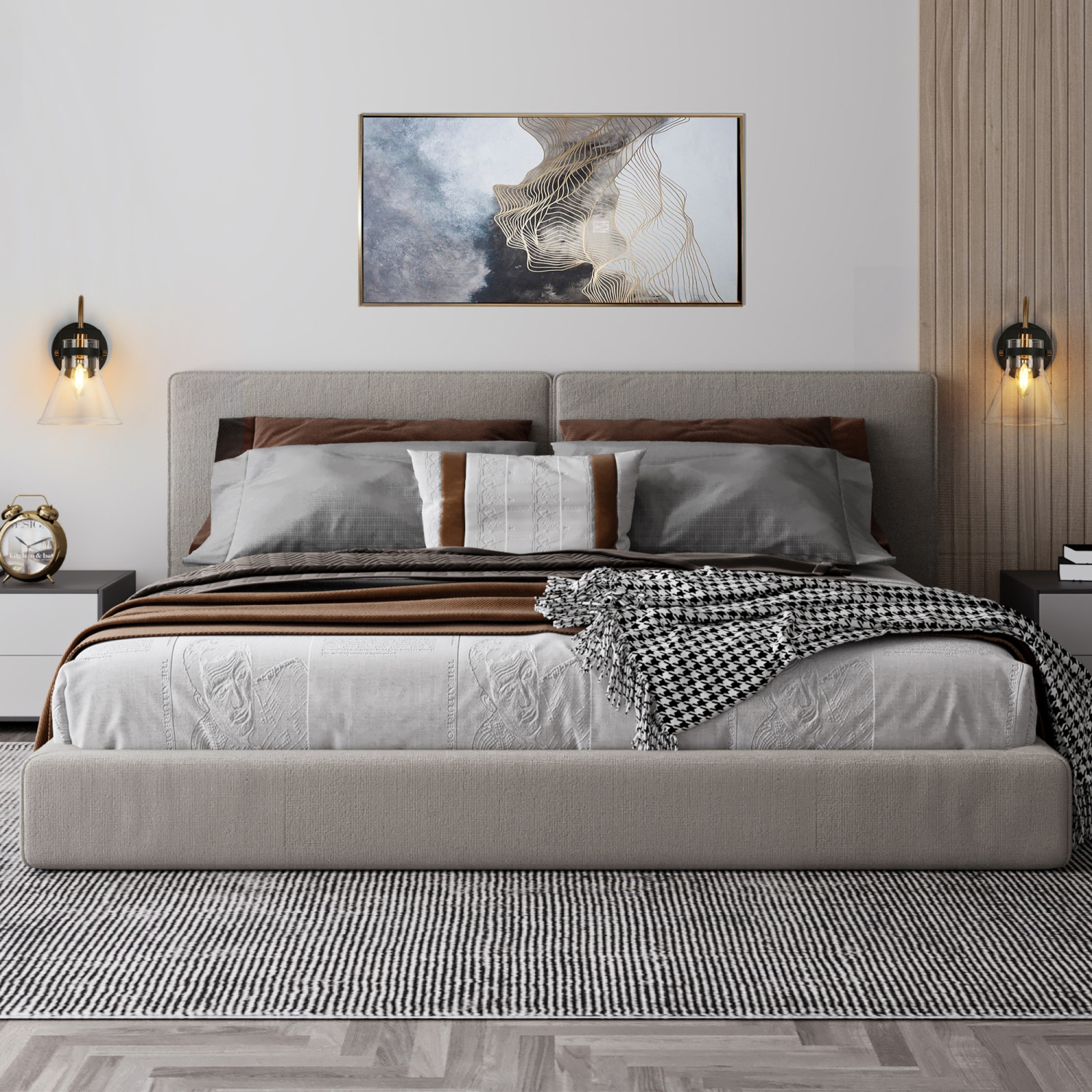 Uolfin 6.5-in W 1-Light Modern Matte Black and Brass Gold with Traditional Clear Glass Shade with Wall Sconce