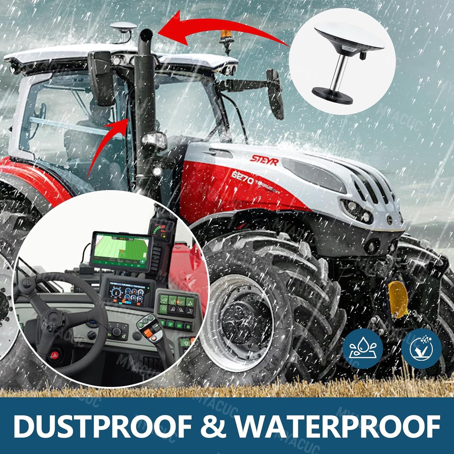 Navigateur GPS tracteur agricole 9 pouces, navigateur GPS Harvester adapté aux activités agricoles