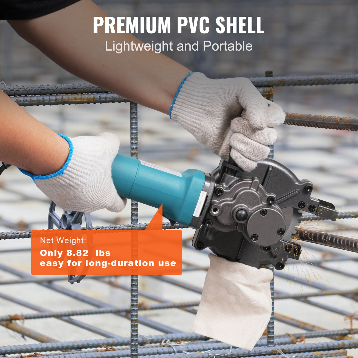 VEVOR 1100W Electric Rebar Cutter, Portable Rebar Cutter, Cutting up to 3/2 inch Rebar, High Power Steel Concrete Rebar Cutter with Auxiliary Small