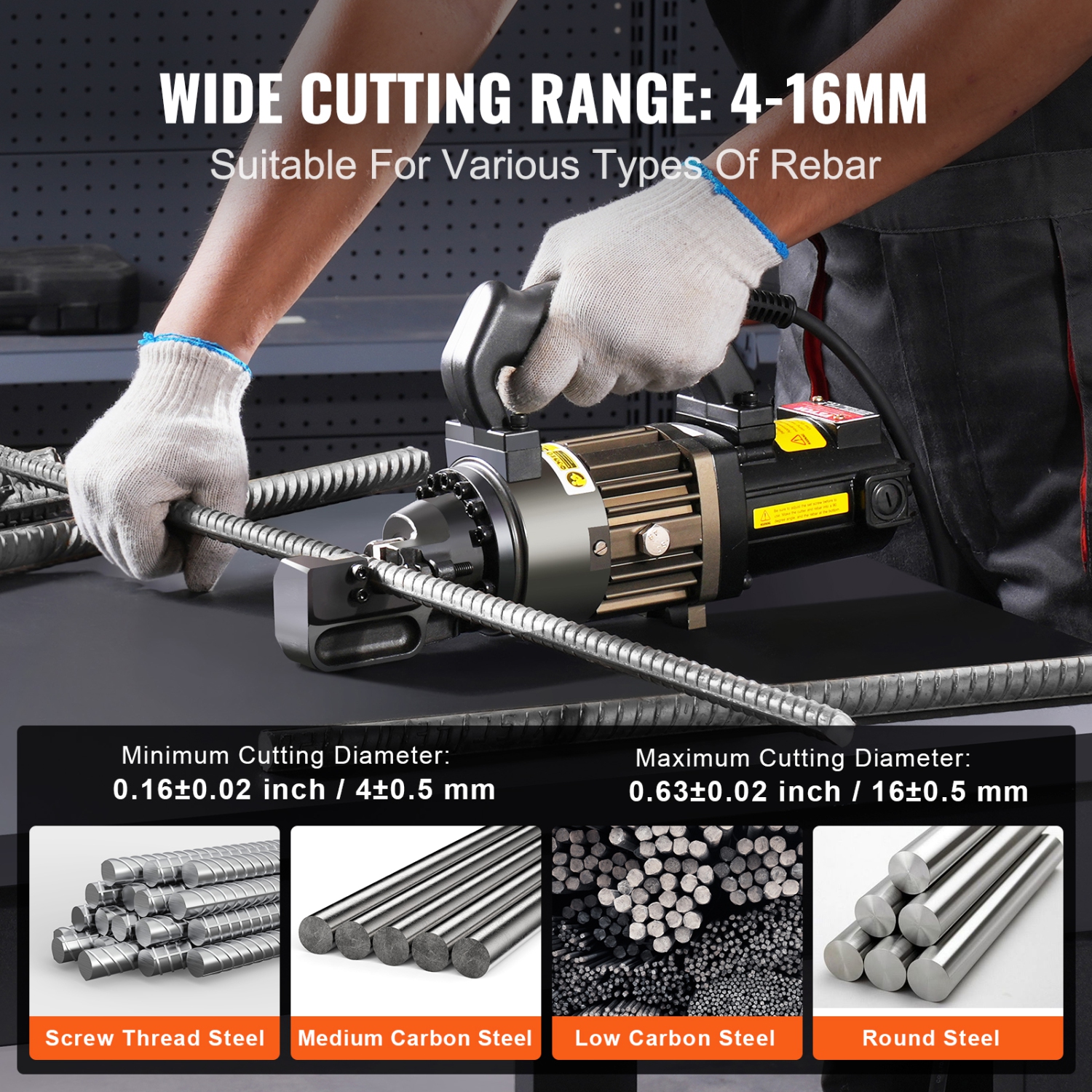 VEVOR 1000W Electric Hydraulic Rebar Cutter, Portable Rebar Cutter,Cutting up to 5/8 Inch #5 Rebar within 2 Seconds,High Power Steel Rebar Cutter