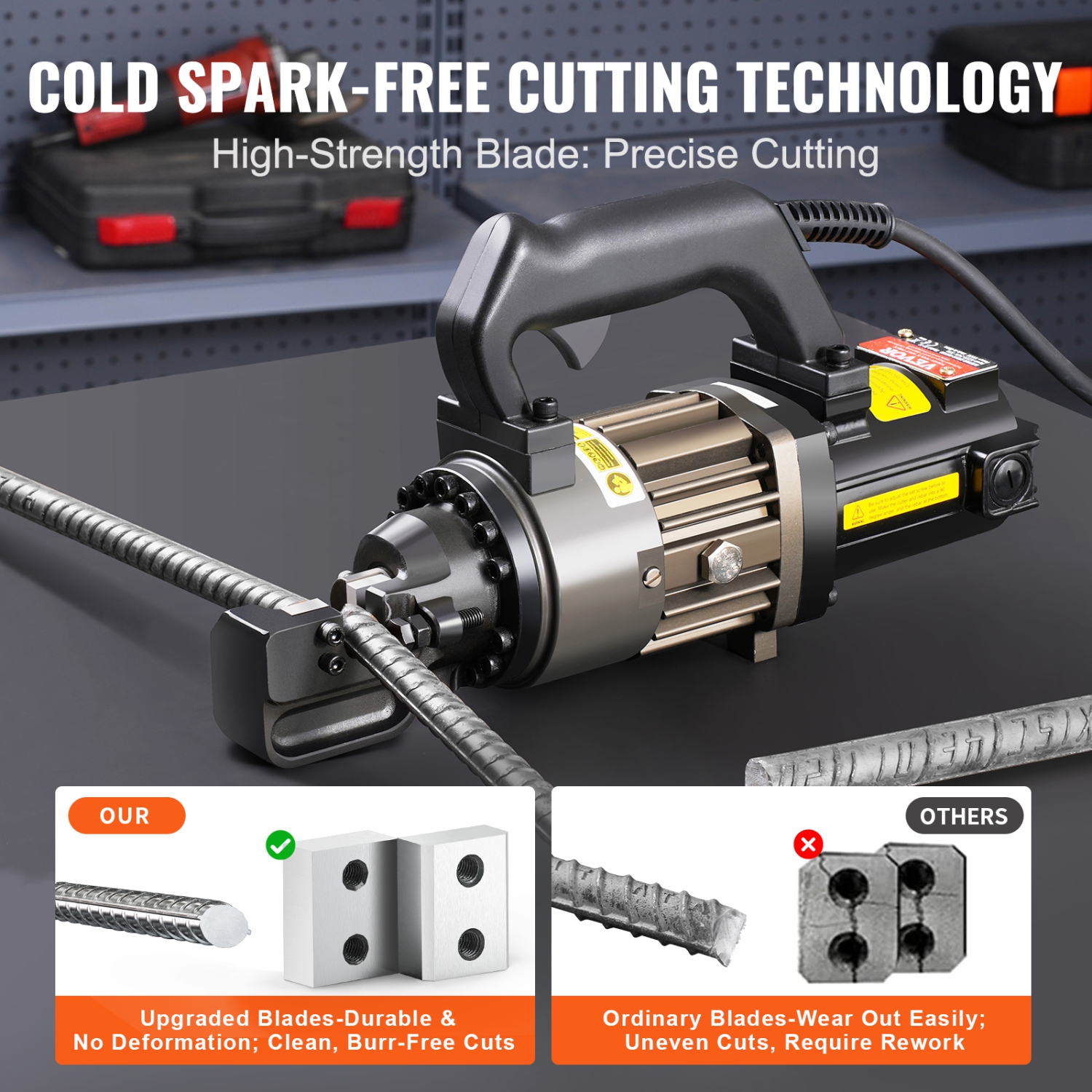 VEVOR 1000W Electric Hydraulic Rebar Cutter, Portable Rebar Cutter,Cutting up to 5/8 Inch #5 Rebar within 2 Seconds,High Power Steel Rebar Cutter