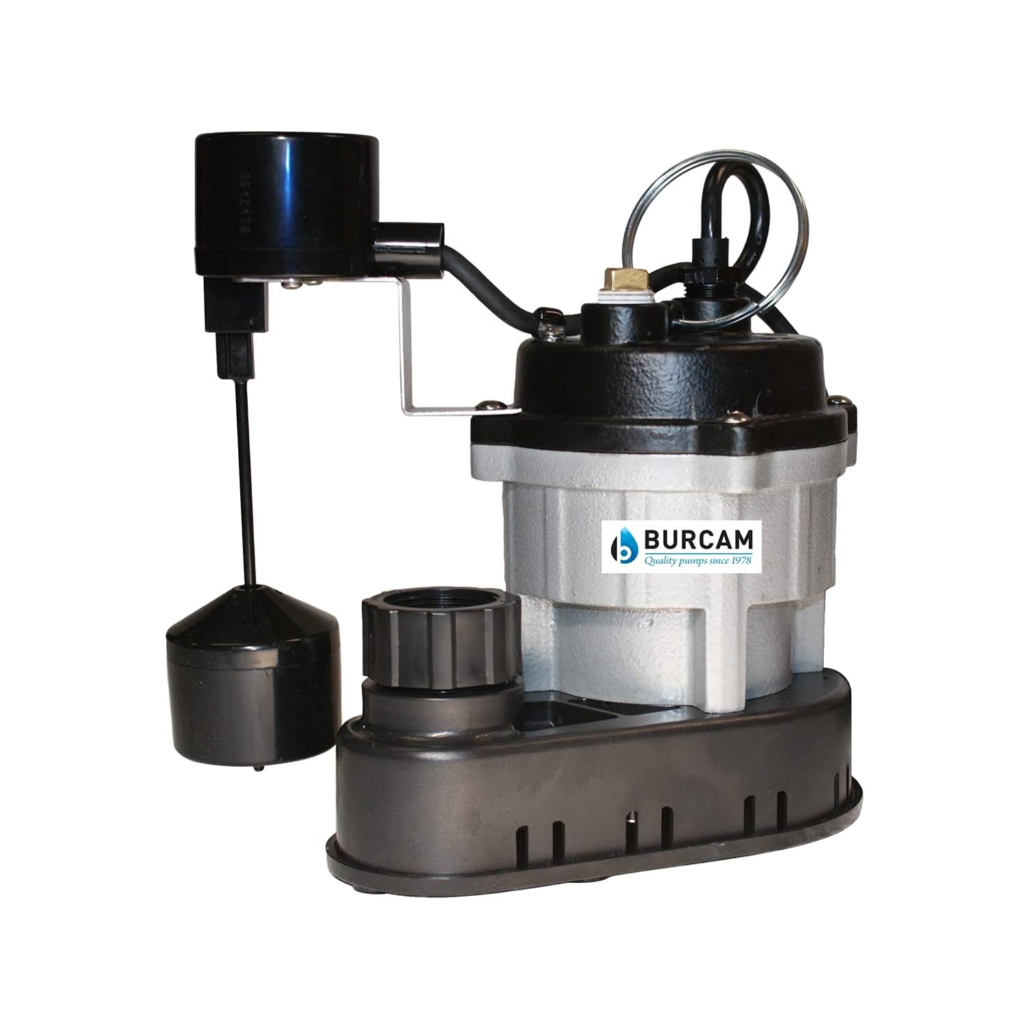 BURCAM 300780V 1/2 HP Cast Iron Submersible Sump Pump, 18, Silver