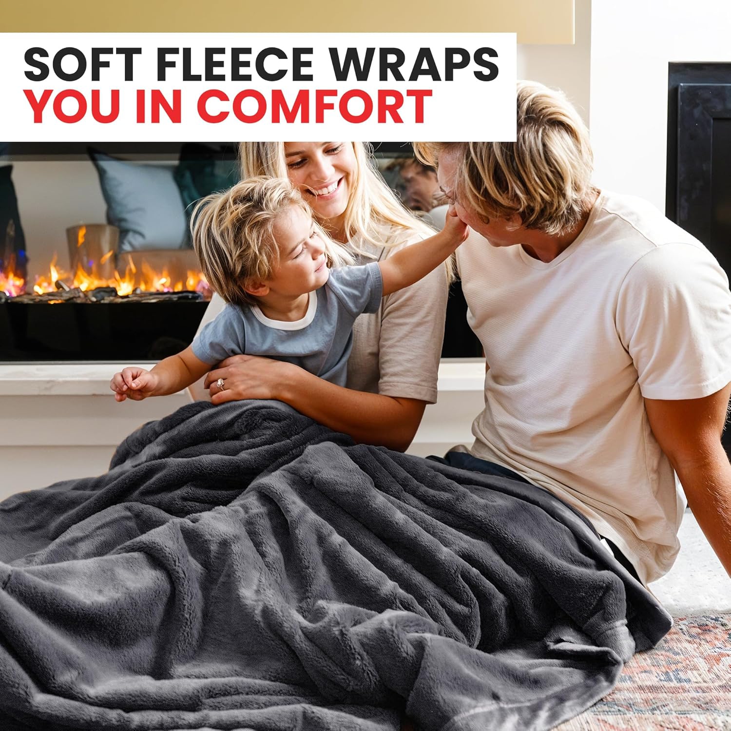 Canadian Linen Polar Fleece Blankets, 80"x90" Double Size Lightweight Cozy Warm Super Soft Moisture Free Breathable Blankets for All Season, Dark Grey