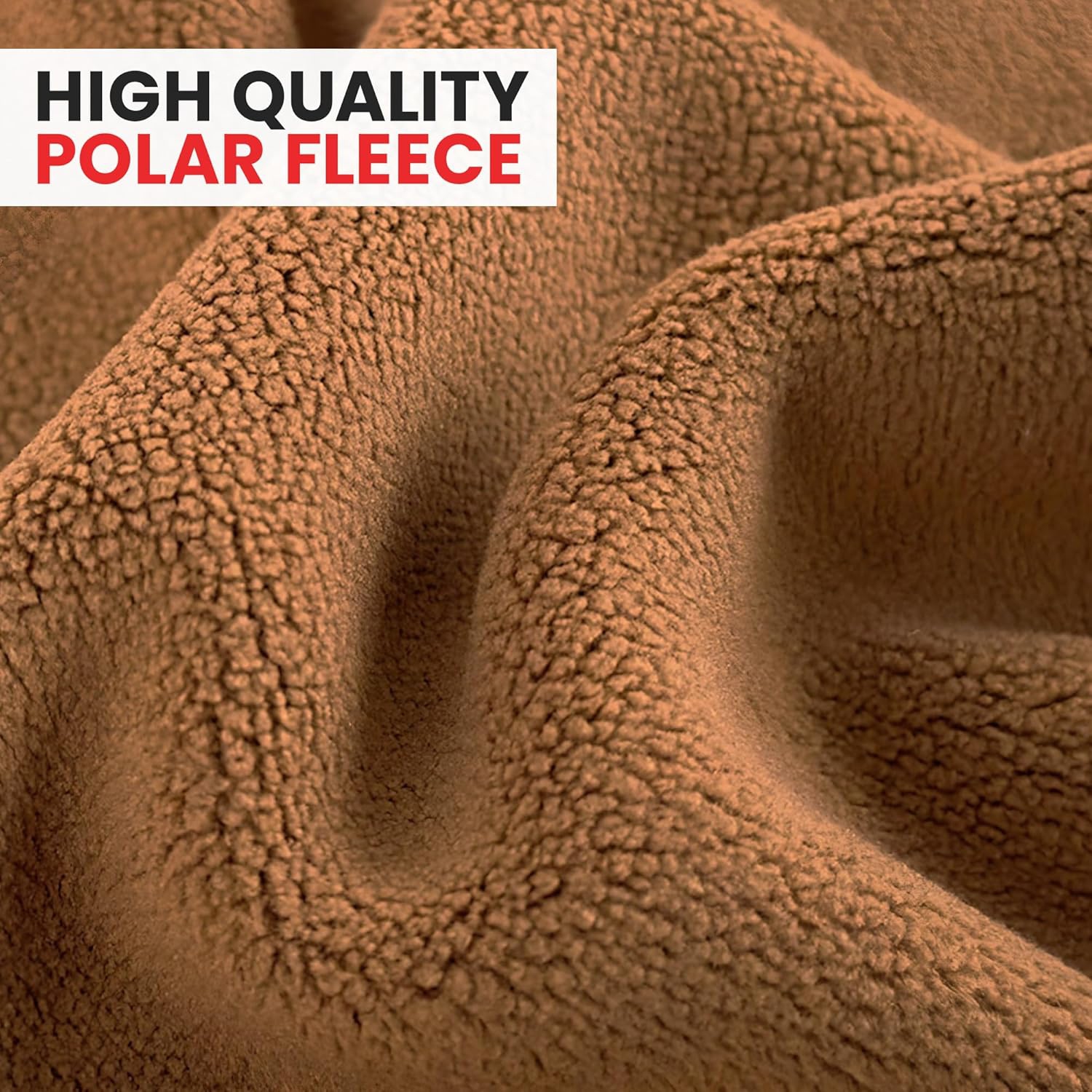 Canadian Linen Polar Fleece Blankets 80"x90" Double Size Lightweight Cozy Warm Super Soft Moisture Free Breathable Bedding Blanket for Hotel Home, Tan