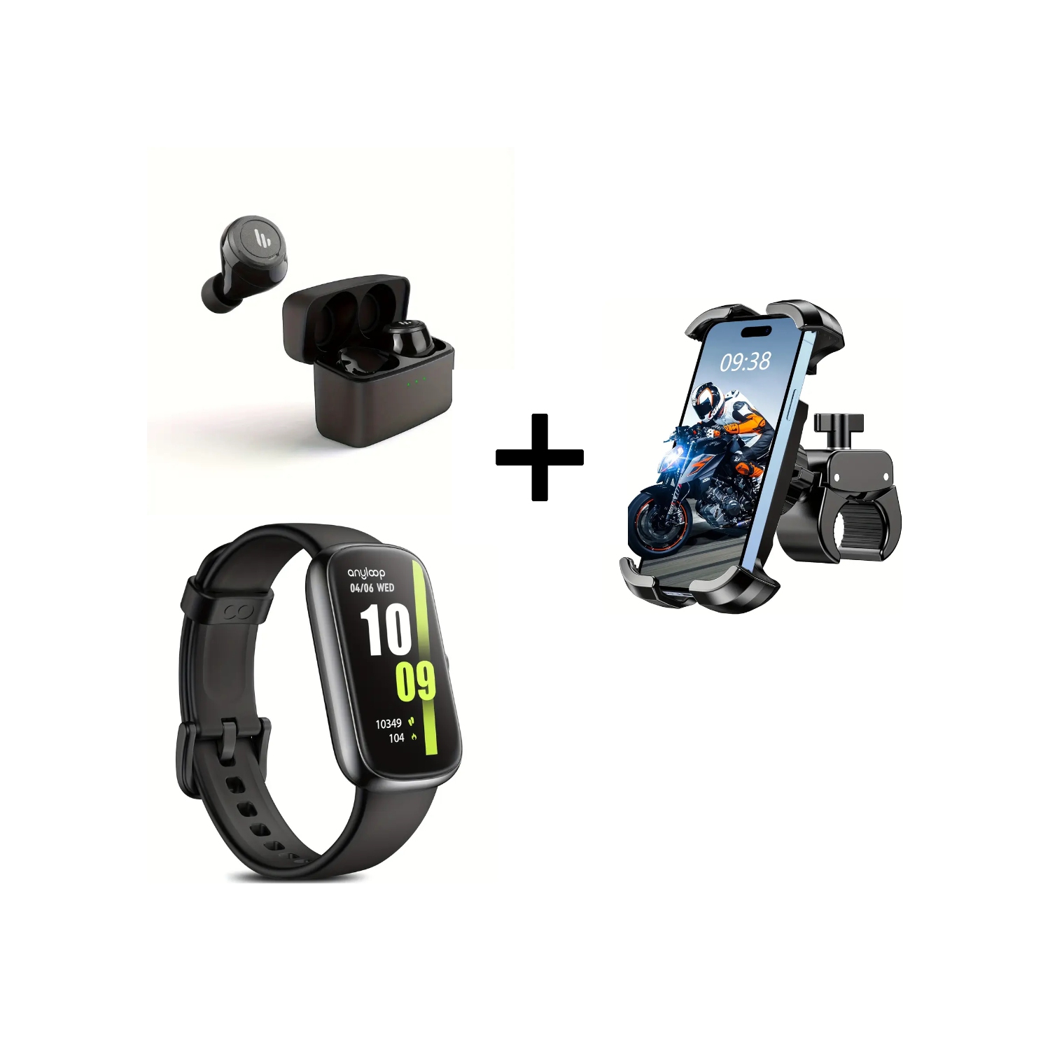 Écouteurs boutons 100 % sans fil, support de téléphone pour moto et montre intelligente HD - Idéal pour les styles de vie actifs