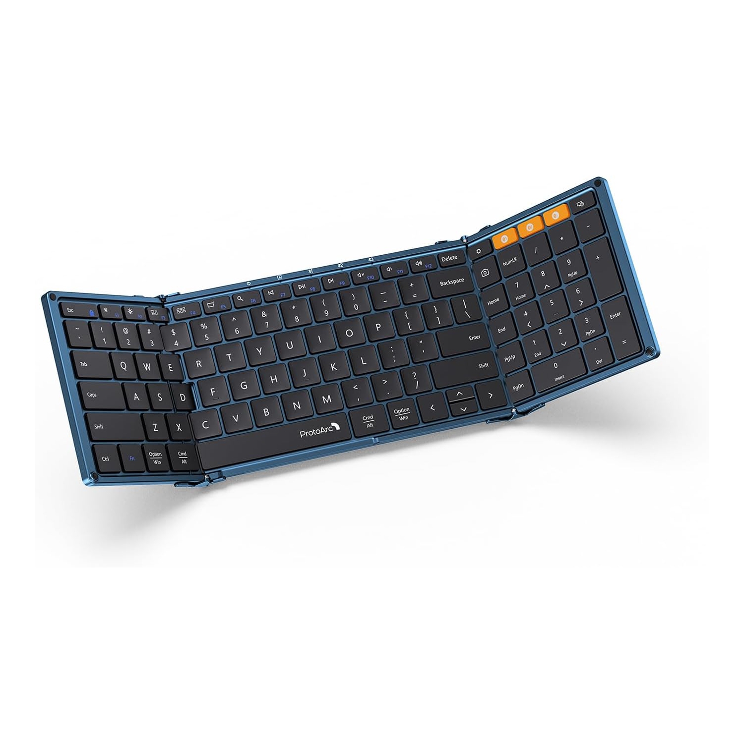 ProtoArc Foldable Bluetooth Keyboard, XK01 Folding Wireless Portable Keyboard with Numeric Keypad, Full-Size Travel Keyboard for iPad Tablet