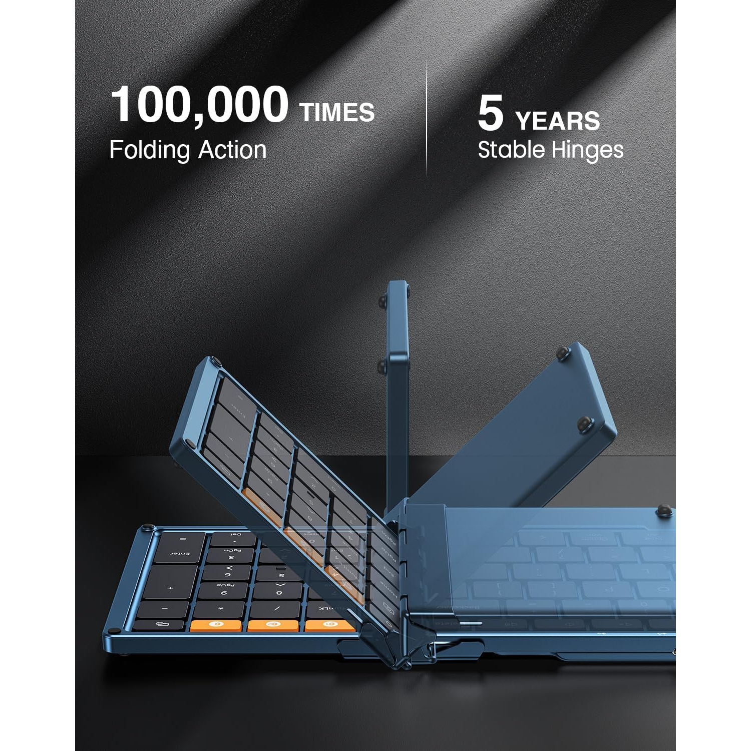 ProtoArc Foldable Bluetooth Keyboard, XK01 Folding Wireless Portable Keyboard with Numeric Keypad, Full-Size Travel Keyboard for iPad Tablet