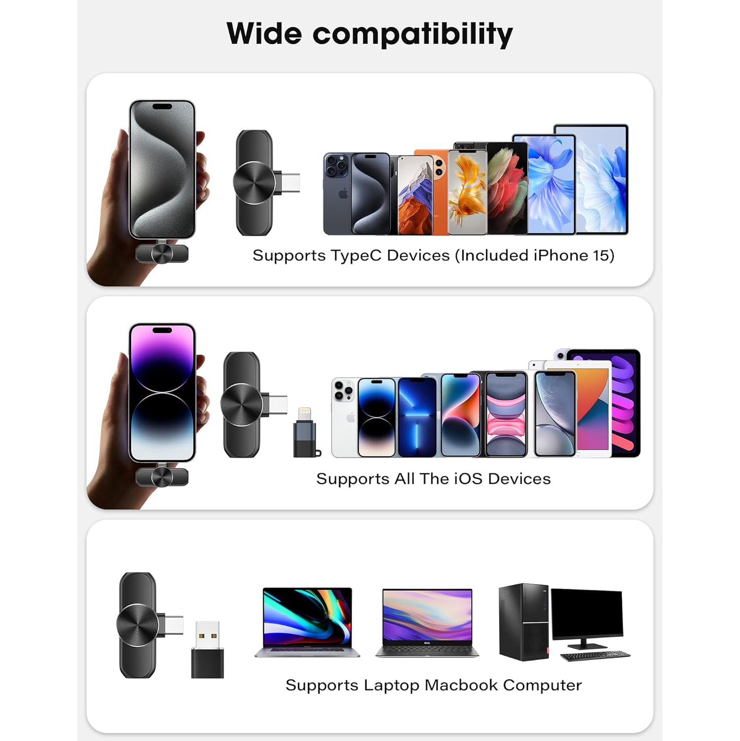 Micro-cravate sans fil de CKOKC pour iPhone, Android et PC - Microphone USB pour les baladoémissions, les blogues vidéo et les entrevues